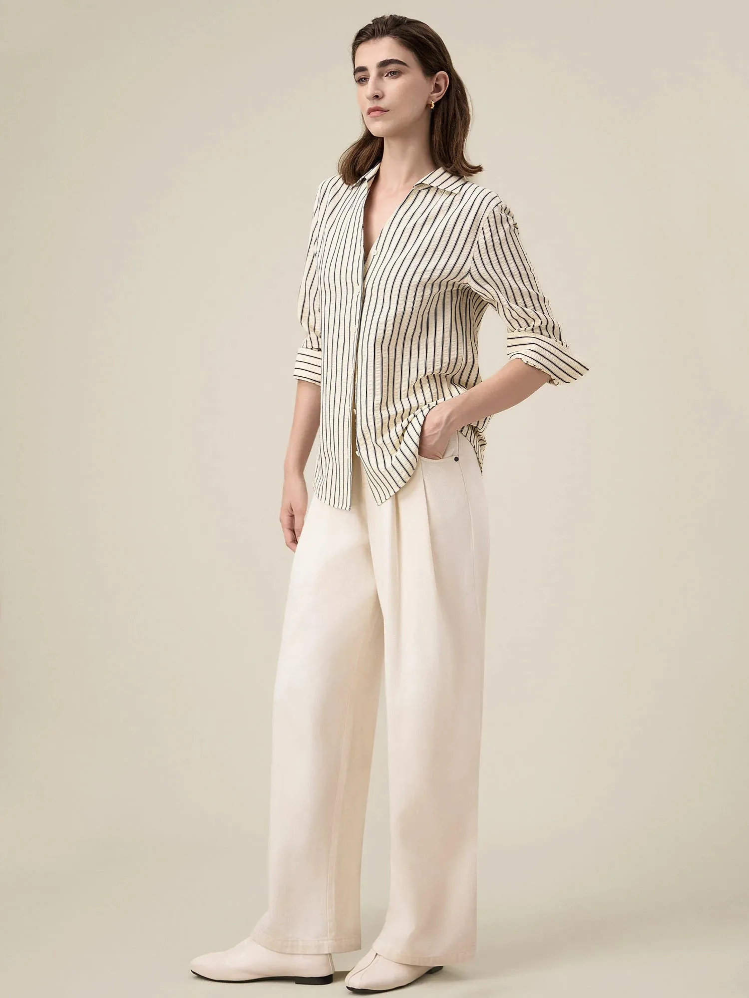 Amoretu Lyocell & Cotton Loose Straight Pants sold by Amoretu product image thumbnail 3