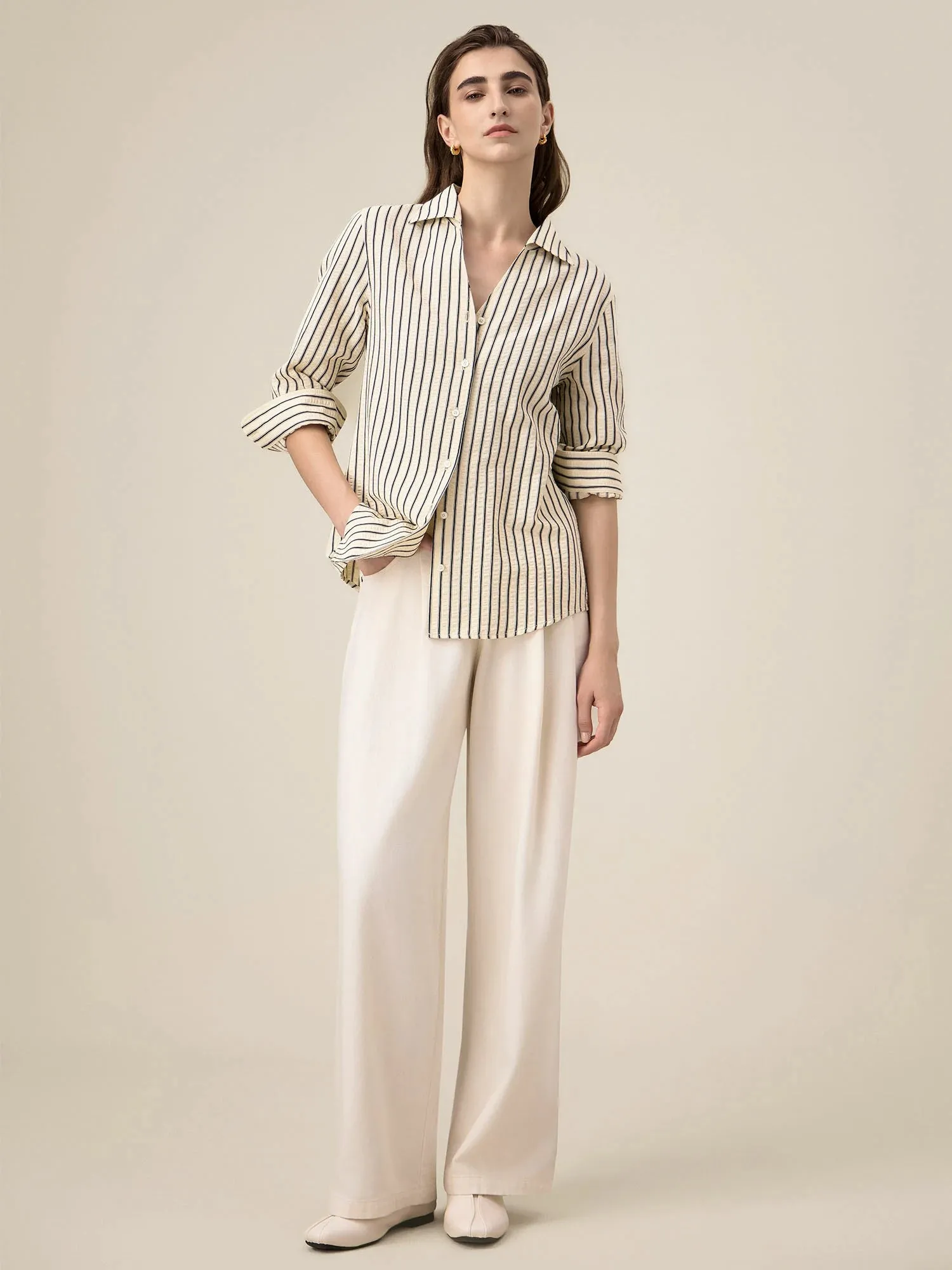 Amoretu Lyocell & Cotton Loose Straight Pants sold by Amoretu product image thumbnail 2