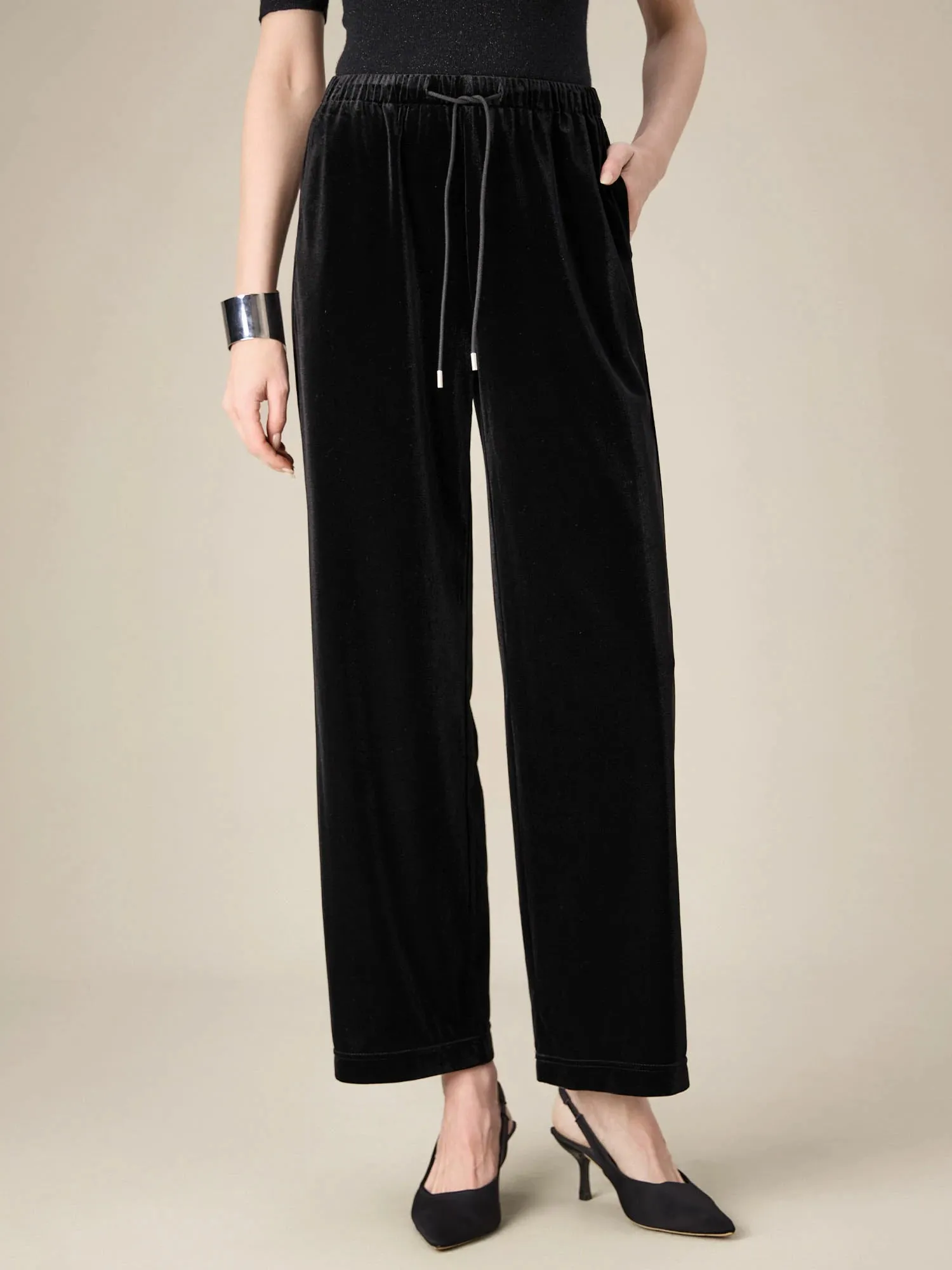 Amoretu Women's Velvet Elastic Waist Drawstring Pants sold by Amoretu