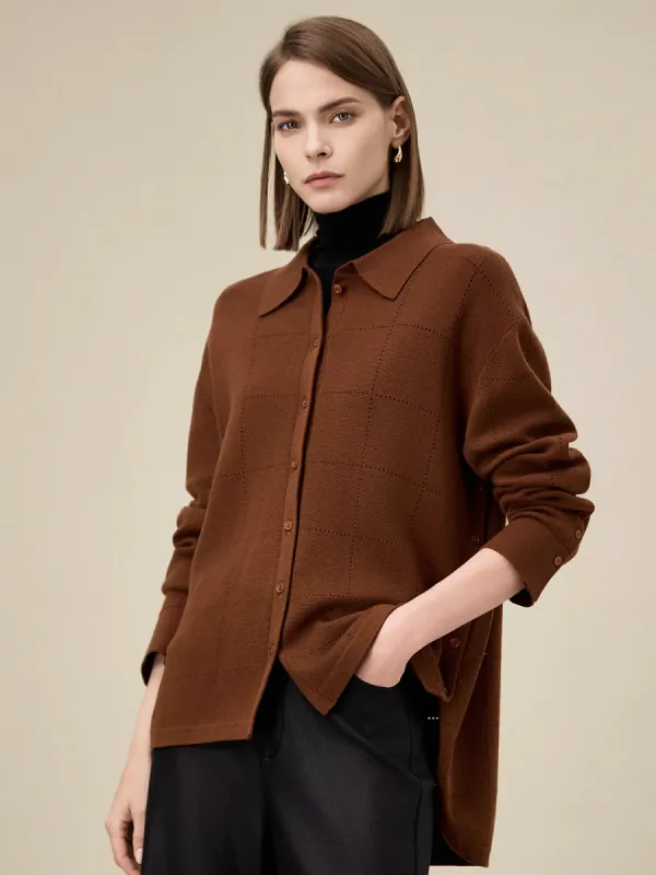 Amoretu Women's Wool Lapel Long Sleeve Knit Cardigan sold by Amoretu