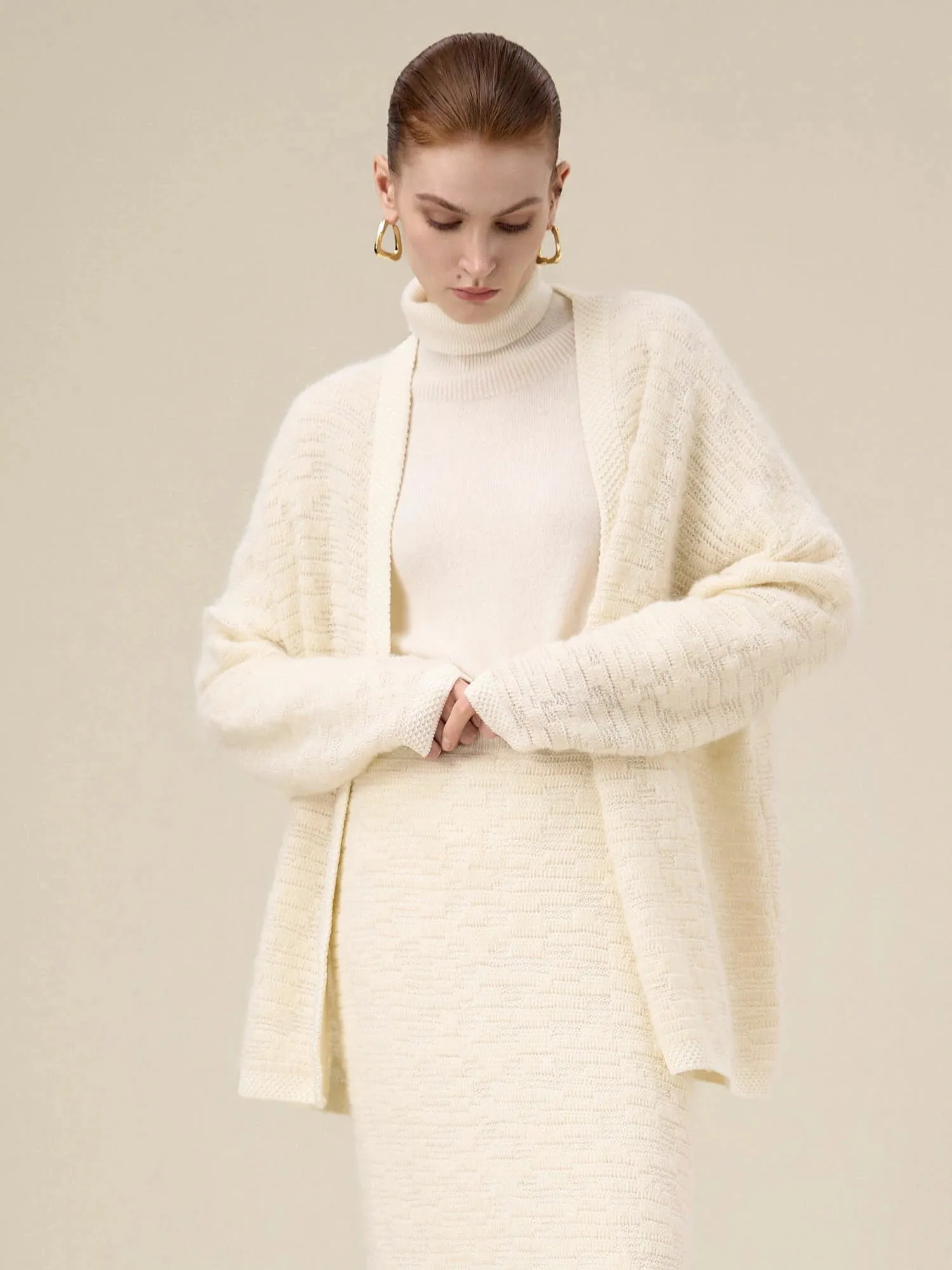 Amoretu Wool V-Neck Jacquard Knitted Cardigan sold by Amoretu product image thumbnail 3