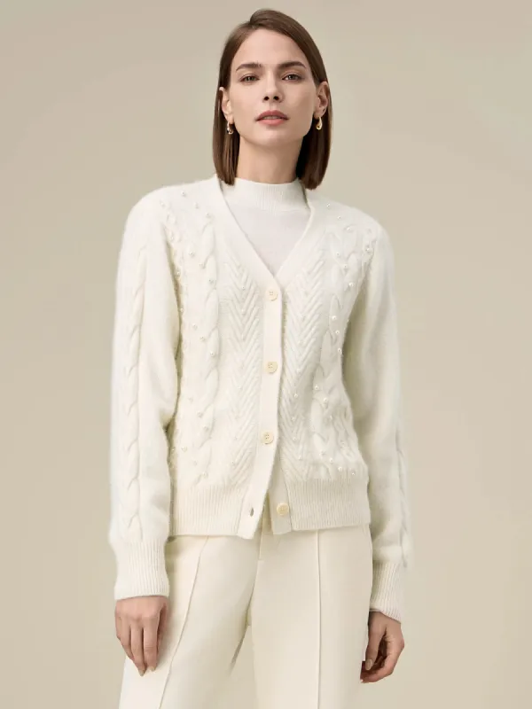 Amoretu Women's Wool Beaded Cable Knit Cardigan sold by Amoretu