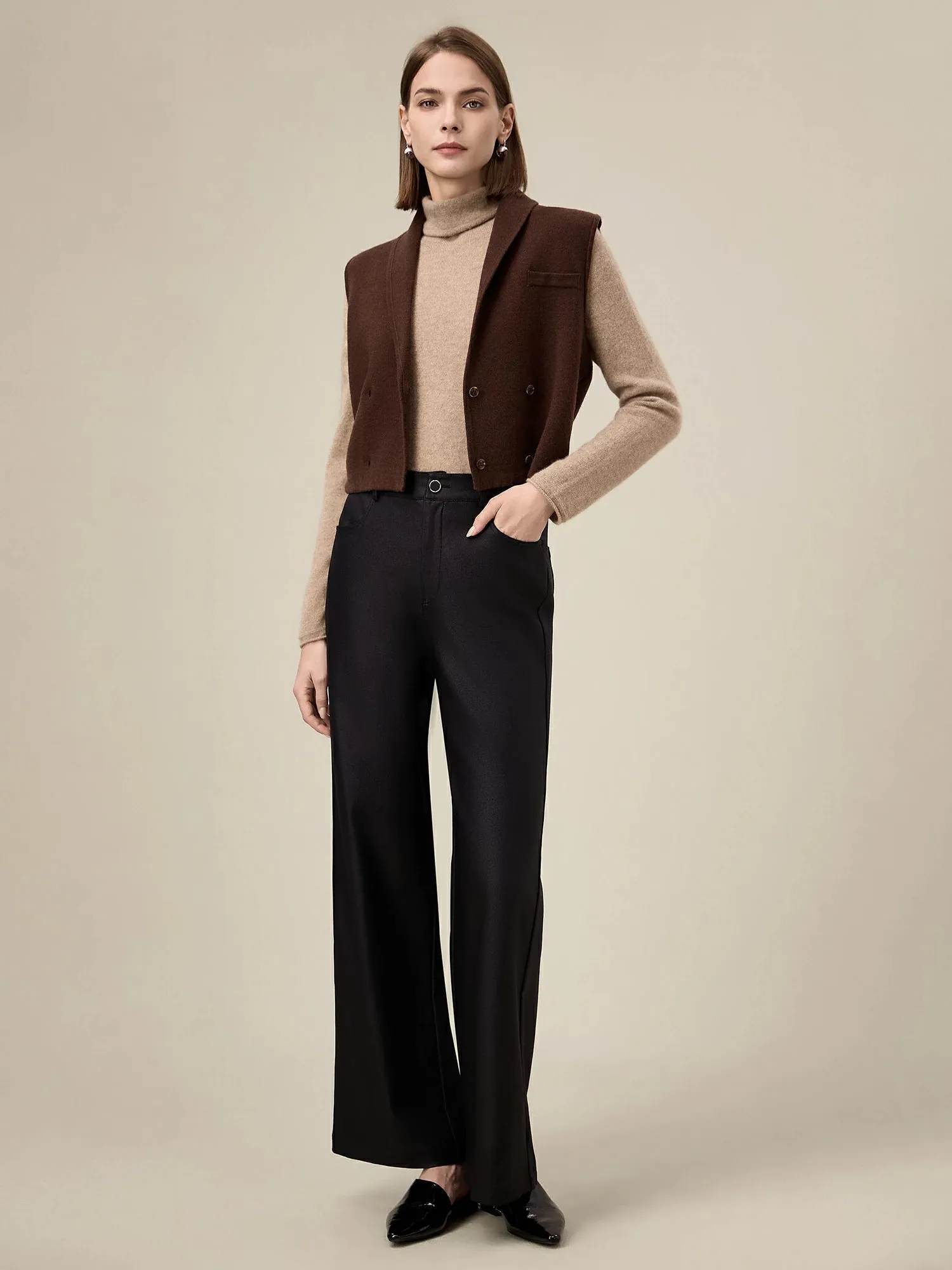 Amoretu 100% Wool Double Breasted Sleeveless Knit Vest sold by Amoretu product image thumbnail 2