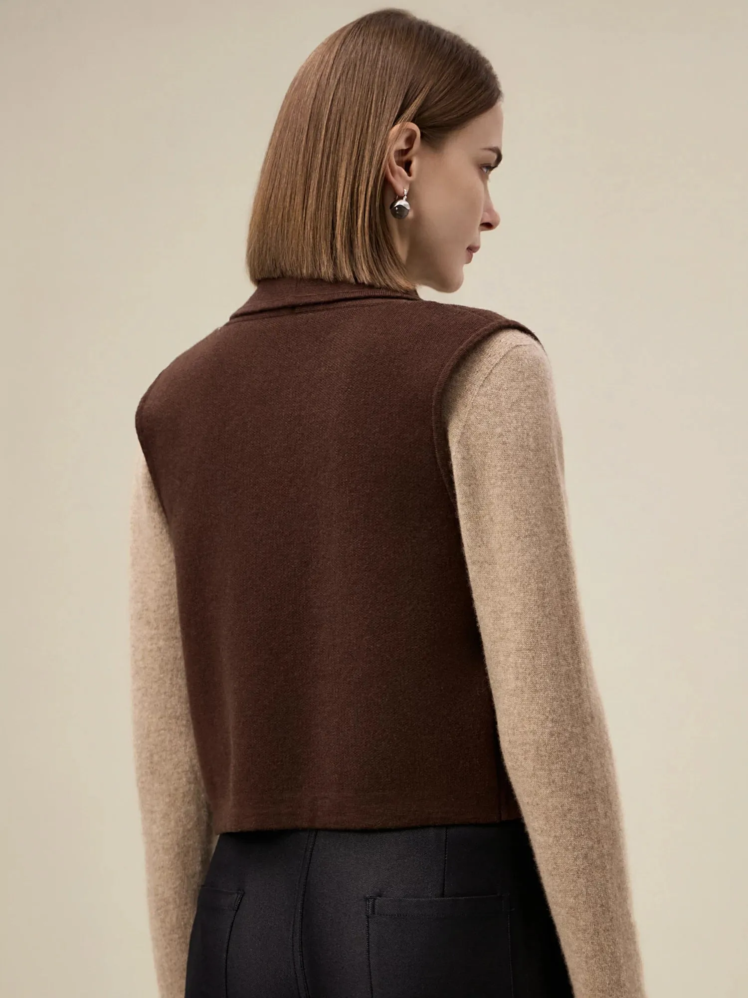 Amoretu 100% Wool Double Breasted Sleeveless Knit Vest sold by Amoretu product image thumbnail 4