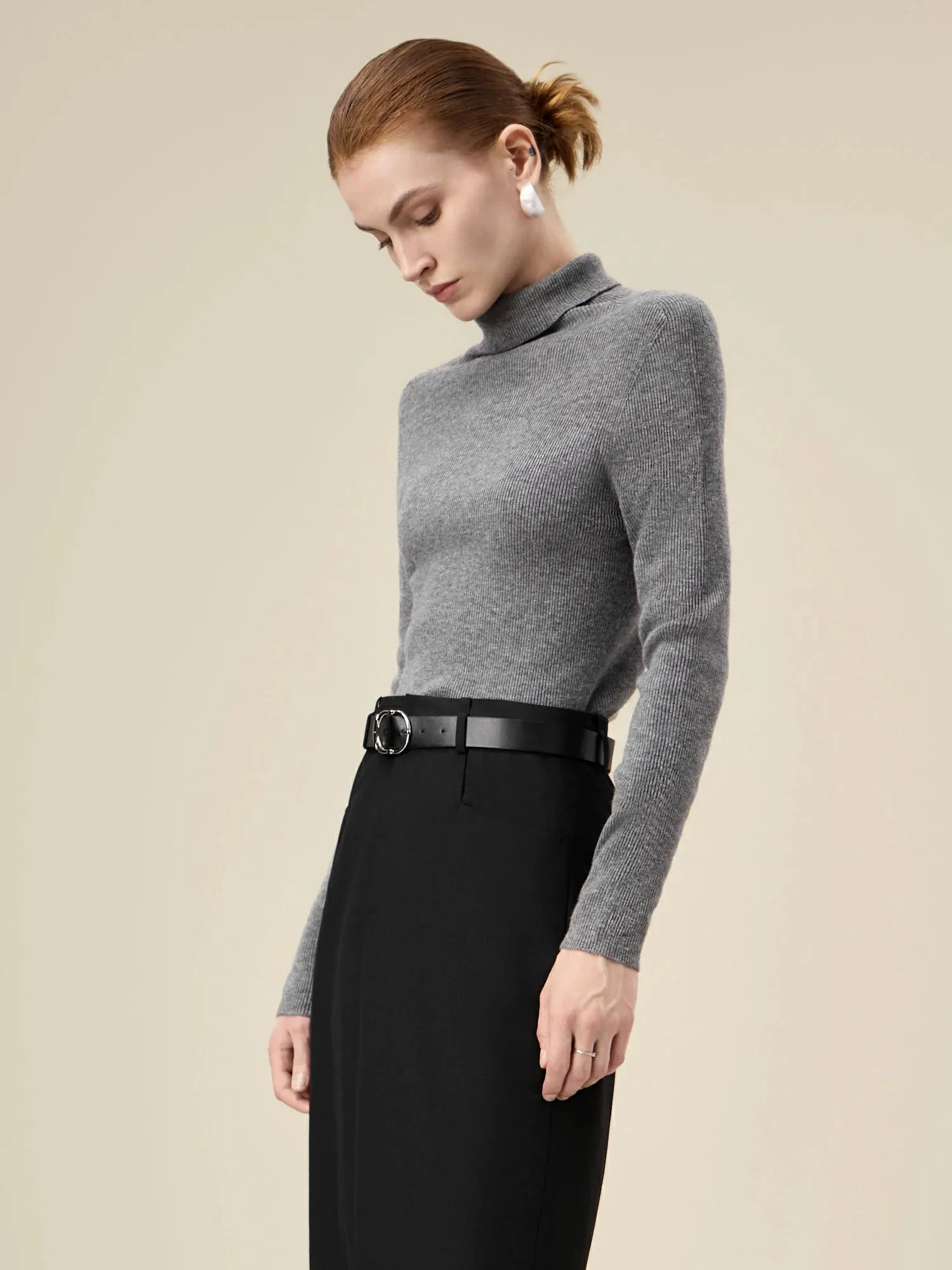 Amoretu Women's 100% Wool High Collar Knitted Sweater sold by Amoretu product image thumbnail 3