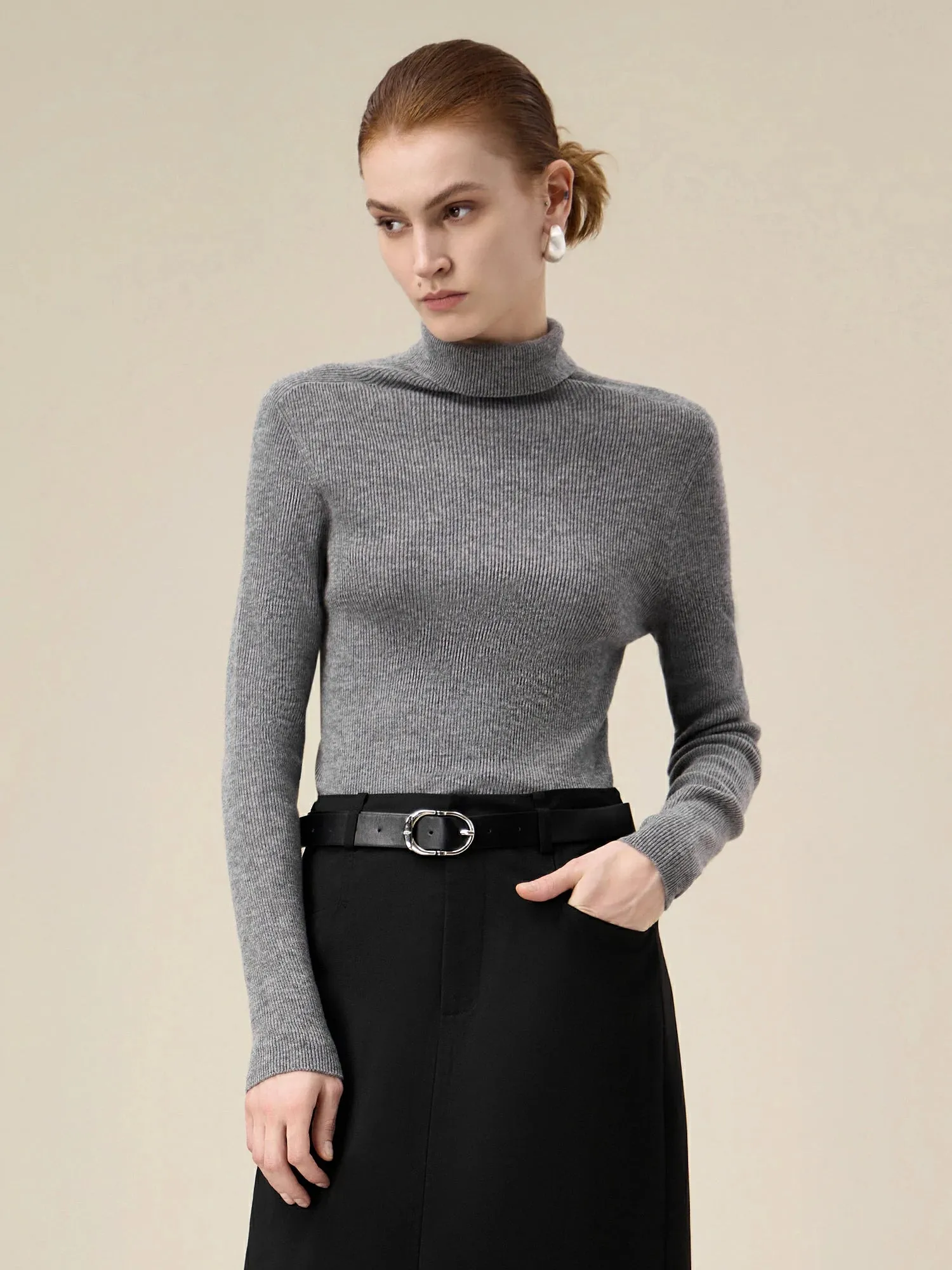 Amoretu Women's 100% Wool High Collar Knitted Sweater sold by Amoretu