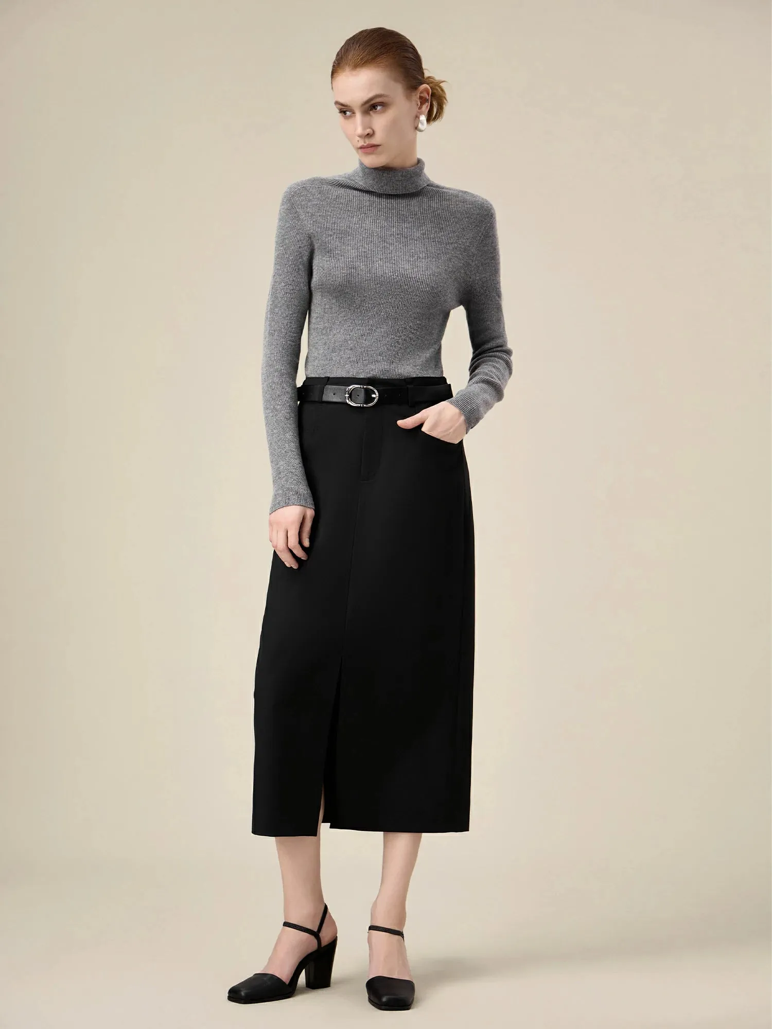 Amoretu Women's 100% Wool High Collar Knitted Sweater sold by Amoretu product image thumbnail 2