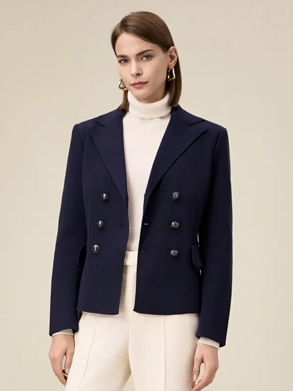 Amoretu Women's Cotton & Wool Notched Lapel Knitted Blazer sold by Amoretu