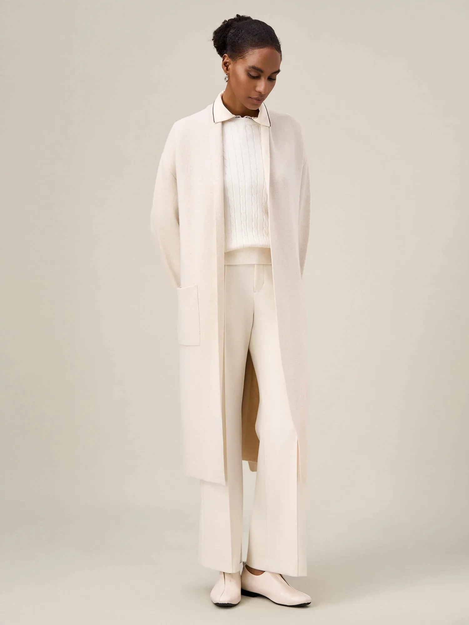 Amoretu Women's 100% Wool Knitted Long Cardigan sold by Amoretu product image thumbnail 2