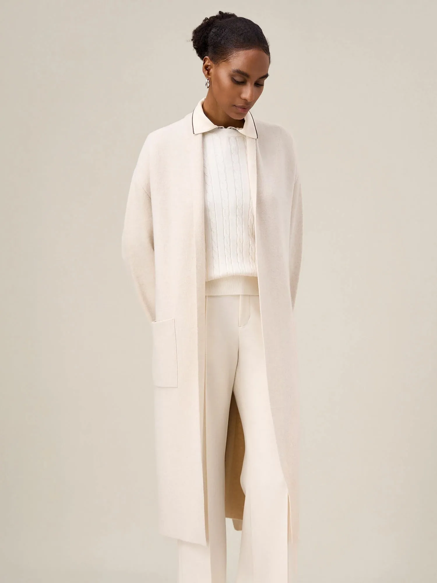 Amoretu Women's 100% Wool Knitted Long Cardigan sold by Amoretu
