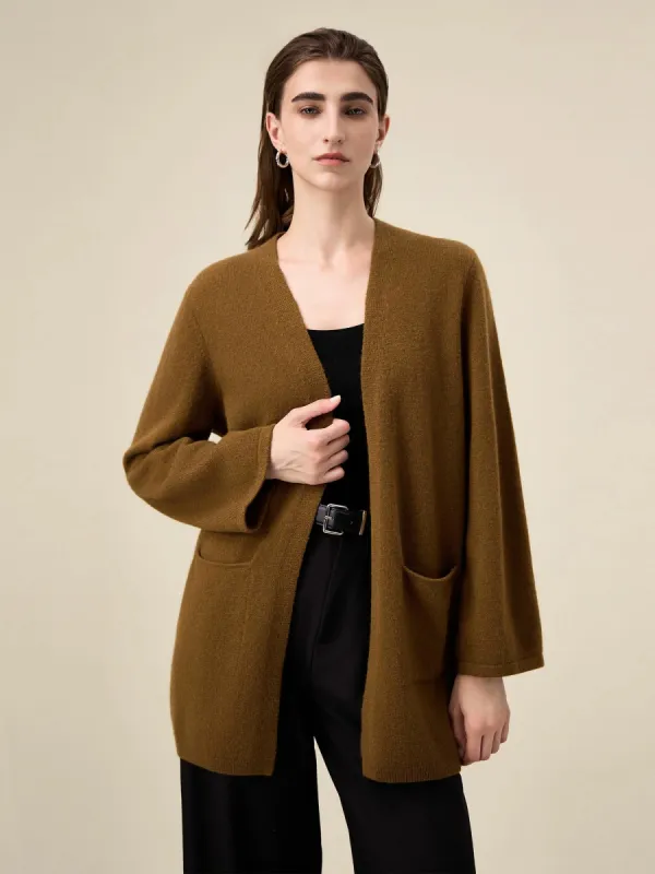 Amoretu Women's 100% Wool V-Neck Loose Knit Cardigan sold by Amoretu