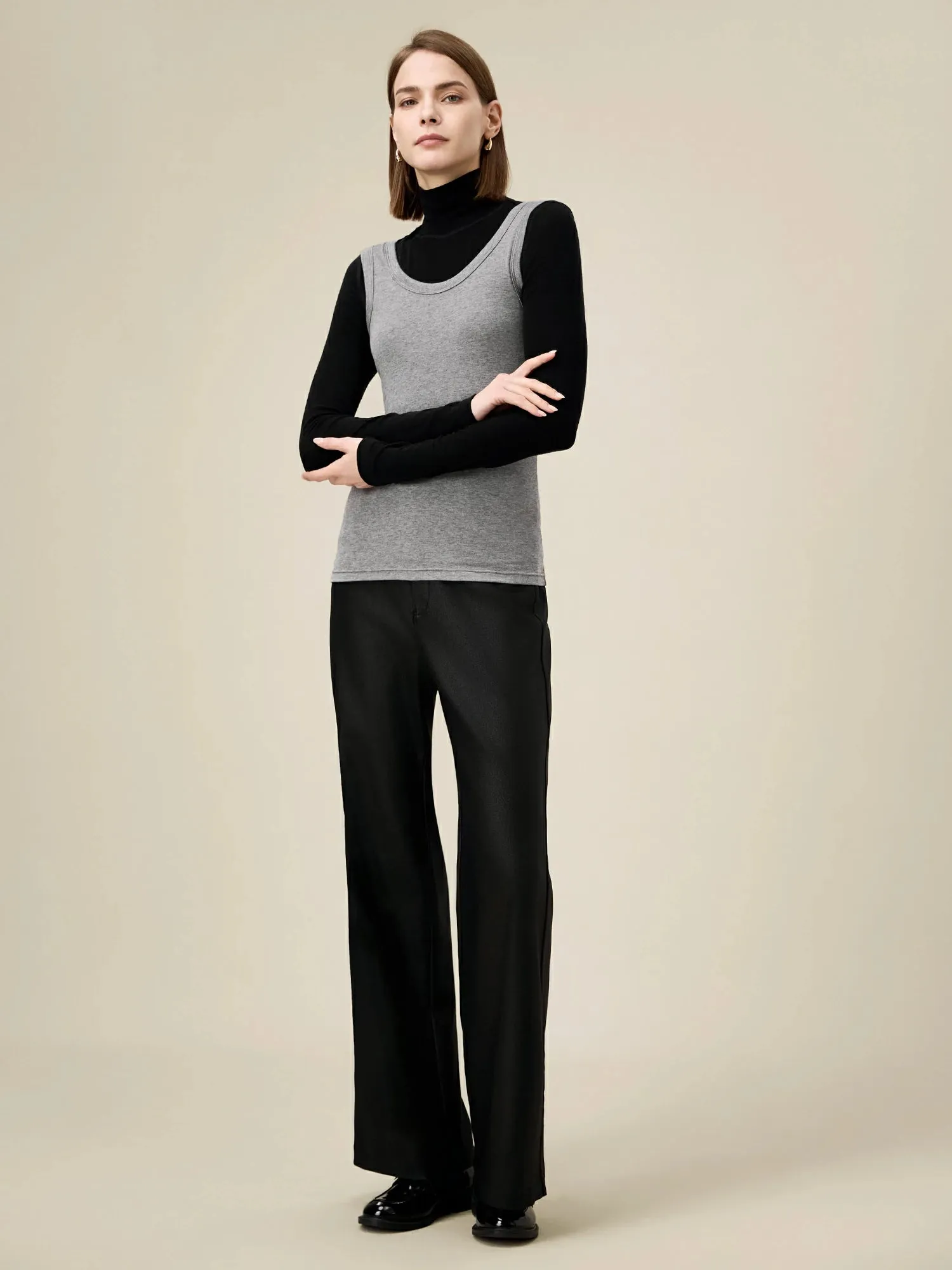 Amoretu Women's Silk Cashmere Two-Piece Knitted T-Shirt Set sold by Amoretu product image thumbnail 2