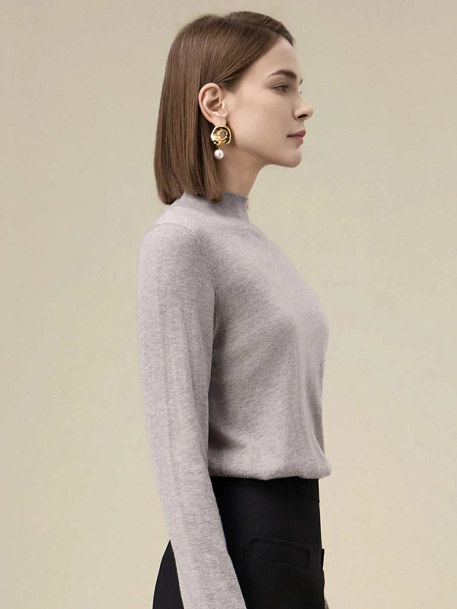 Amoretu Women's Wool Simple Lightweight Knit Sweater sold by Amoretu product image thumbnail 3