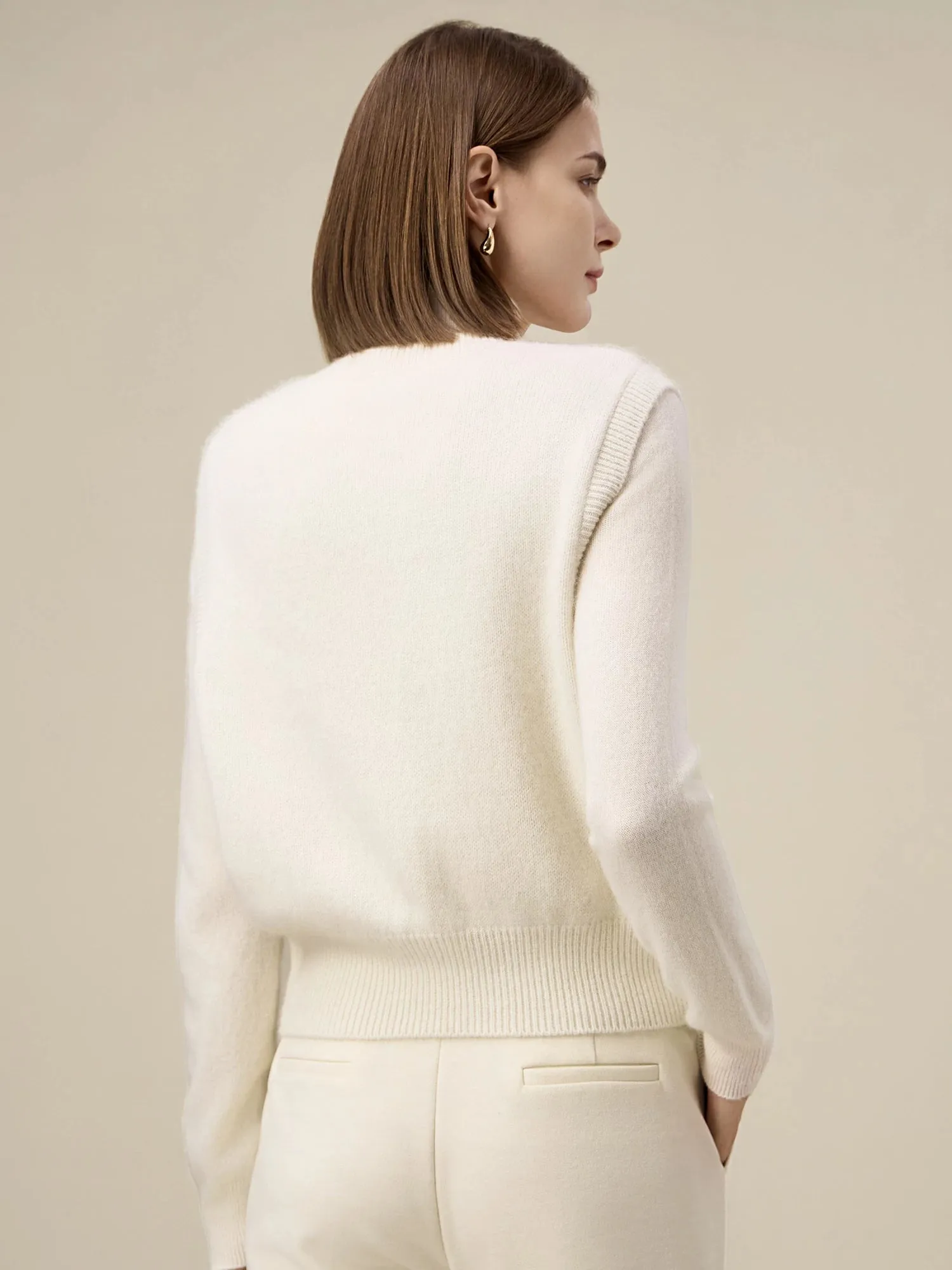 Amoretu Women's Wool Round Neck Beaded Cable-Knit Vest sold by Amoretu product image thumbnail 4