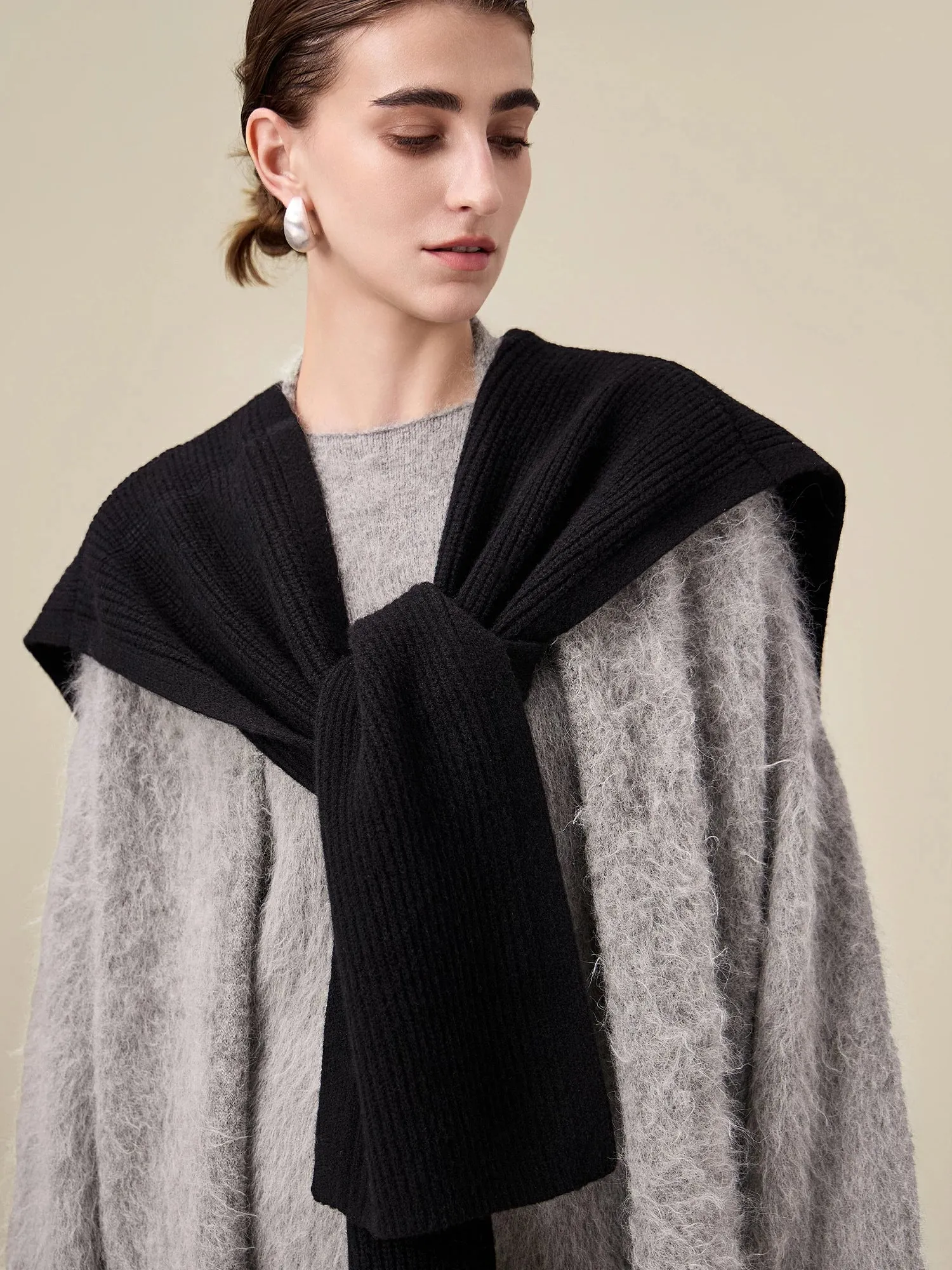 Amoretu Women's 100% Wool Chunky Knit Shawl sold by Amoretu