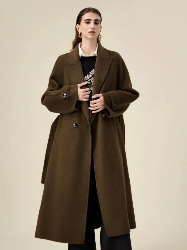 Amoretu Women's 78.7% Wool Peak Lapel Long Sleeve Coat sold by Amoretu