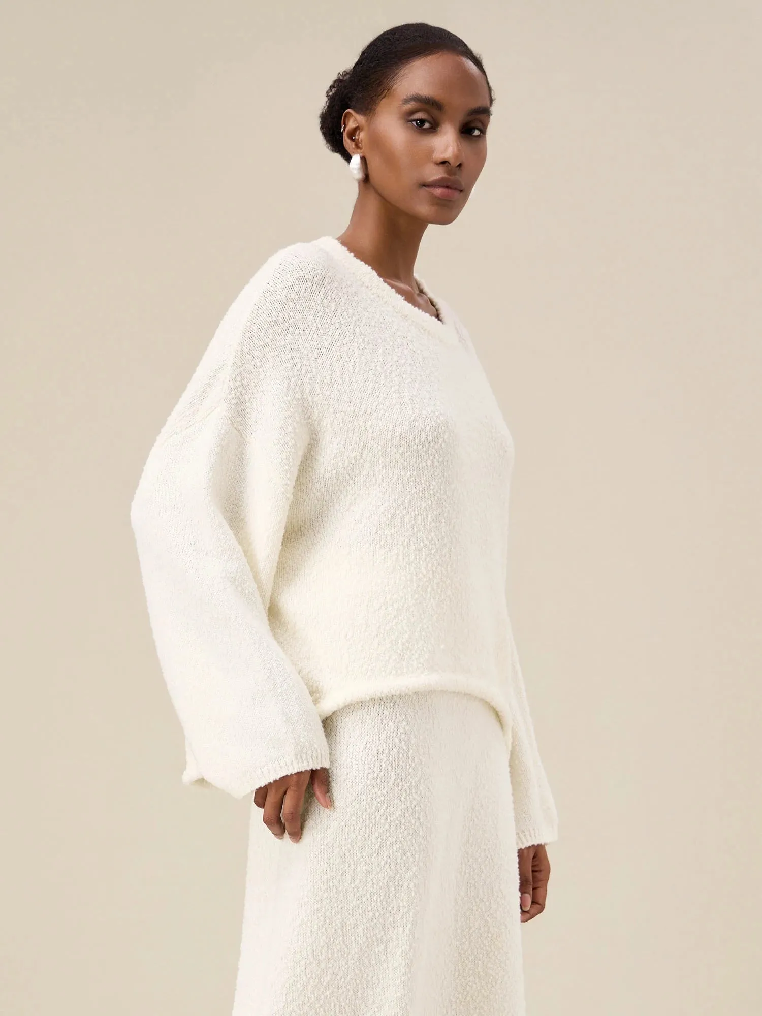 Amoretu Women's Wool Drop Shoulder Knitted Sweater sold by Amoretu product image thumbnail 3