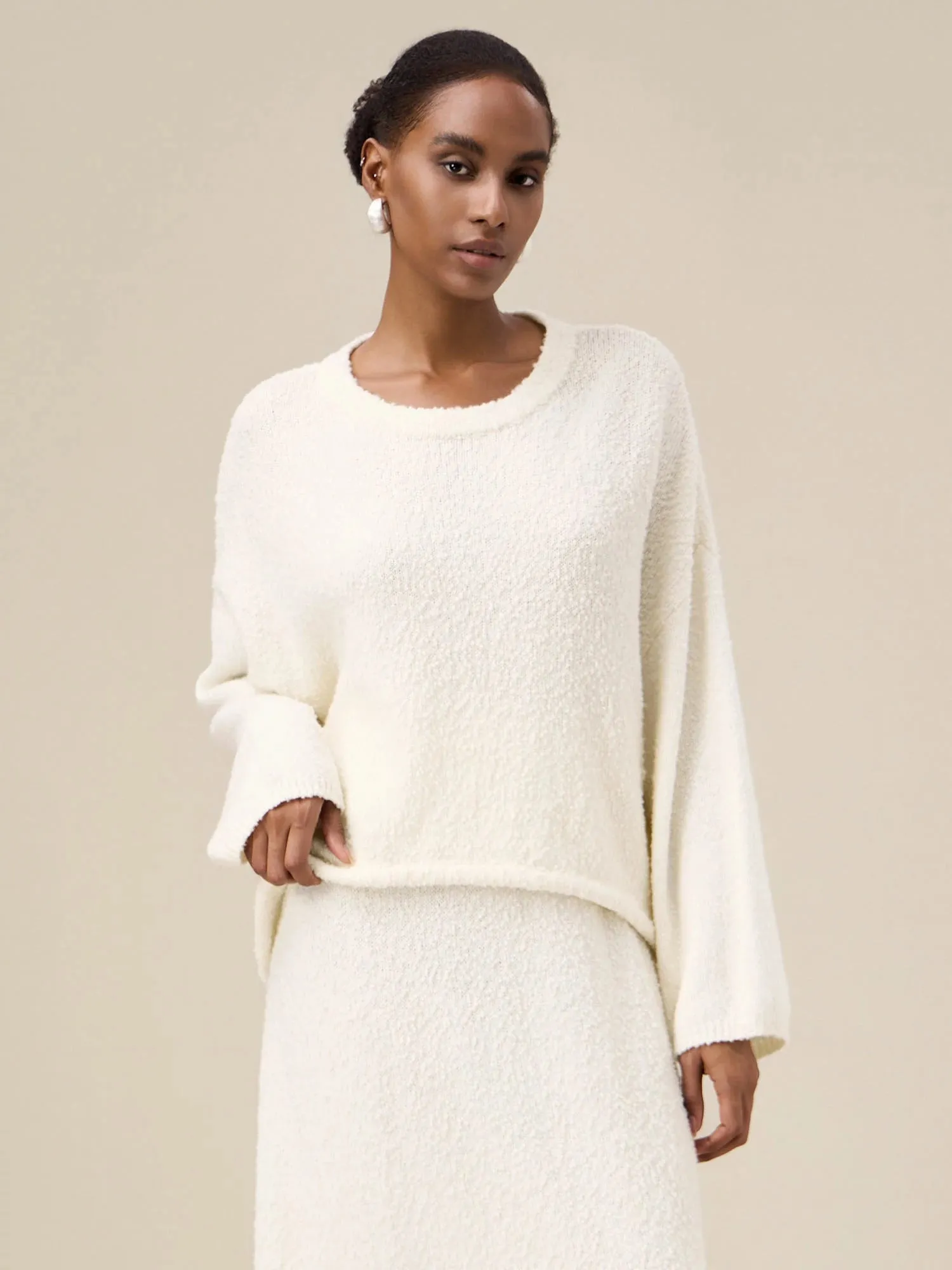 Amoretu Women's Wool Drop Shoulder Knitted Sweater sold by Amoretu