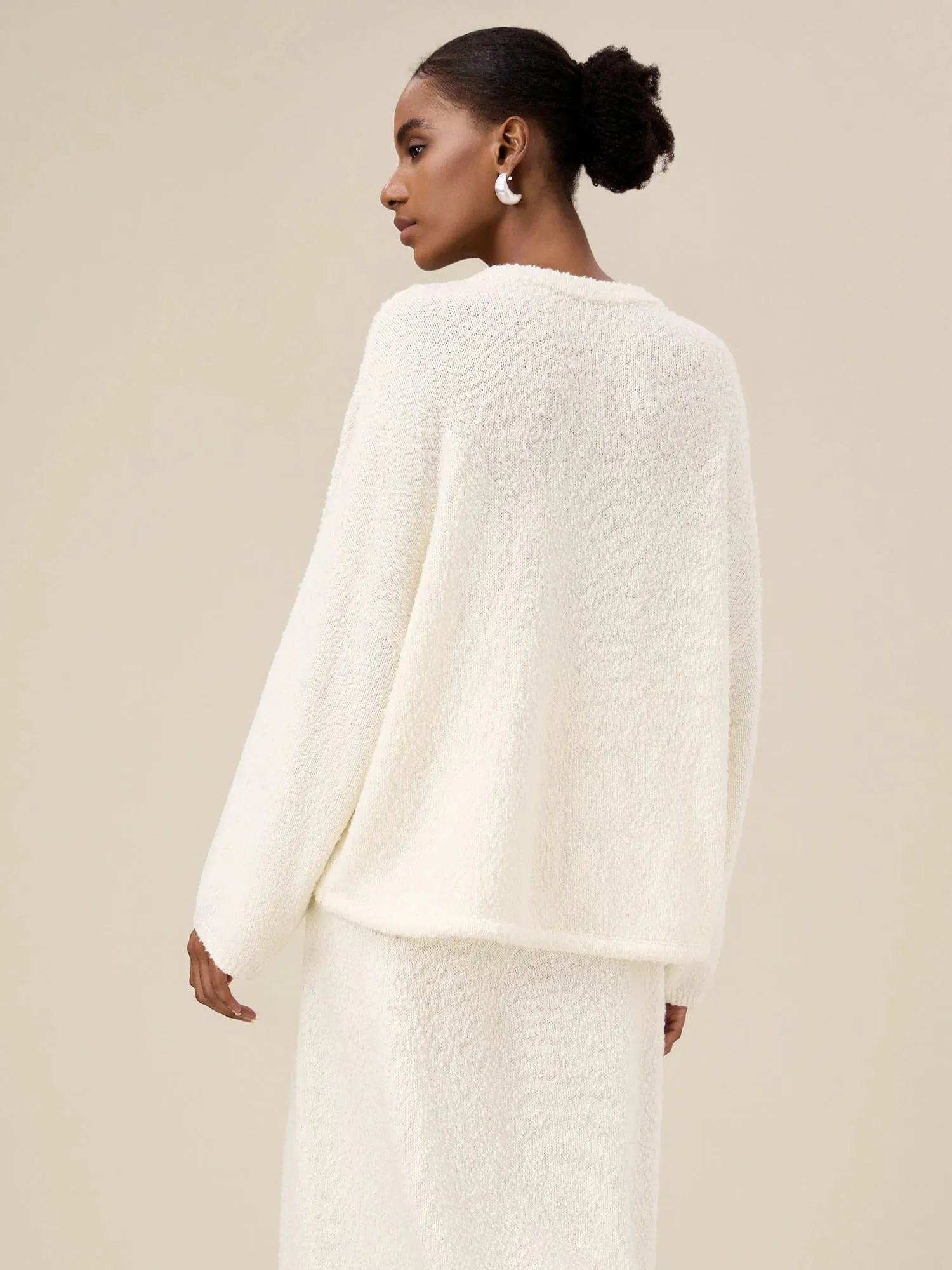 Amoretu Women's Wool Drop Shoulder Knitted Sweater sold by Amoretu product image thumbnail 4