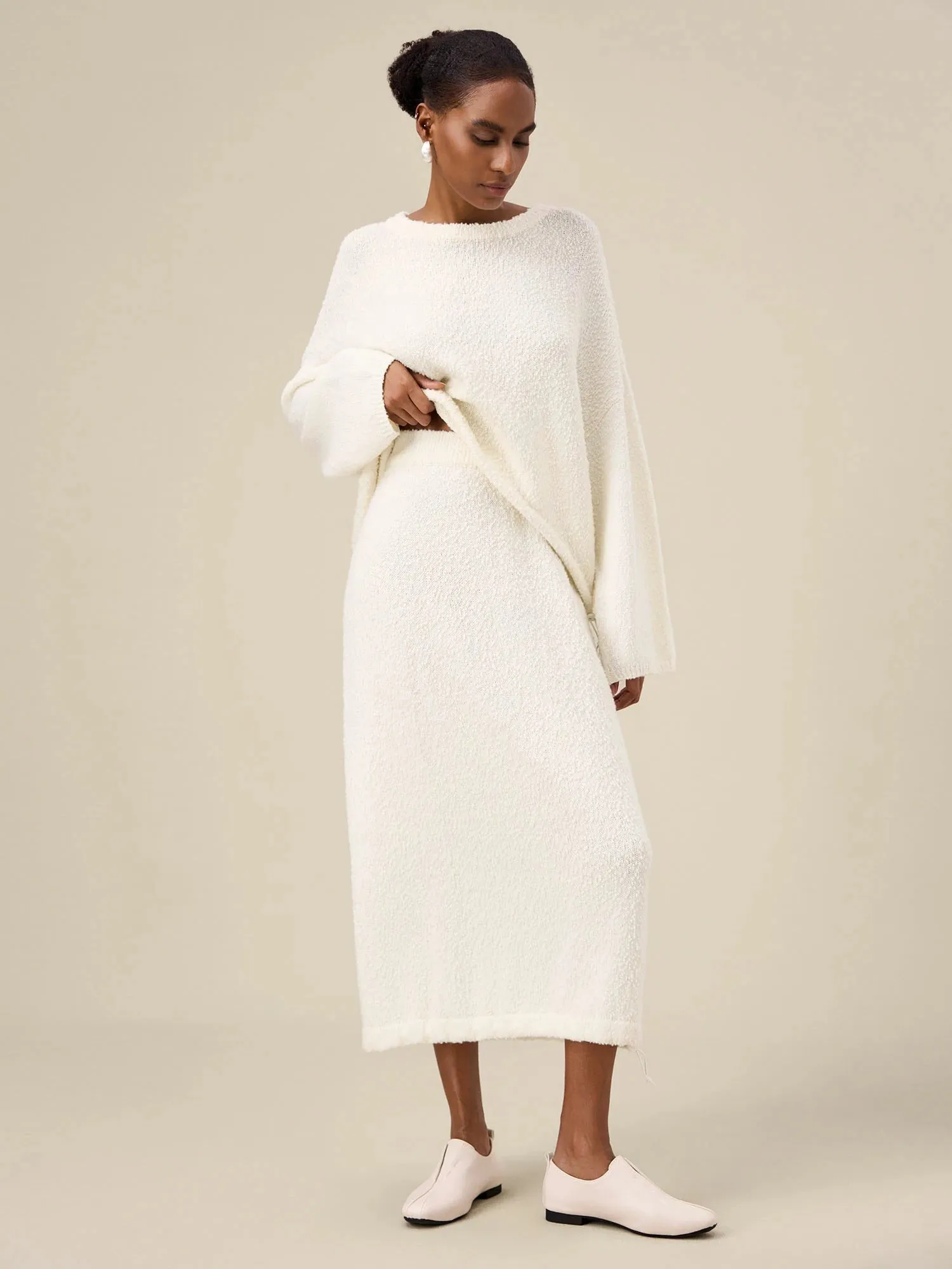 Amoretu Women's Wool Drop Shoulder Knitted Sweater sold by Amoretu product image thumbnail 2