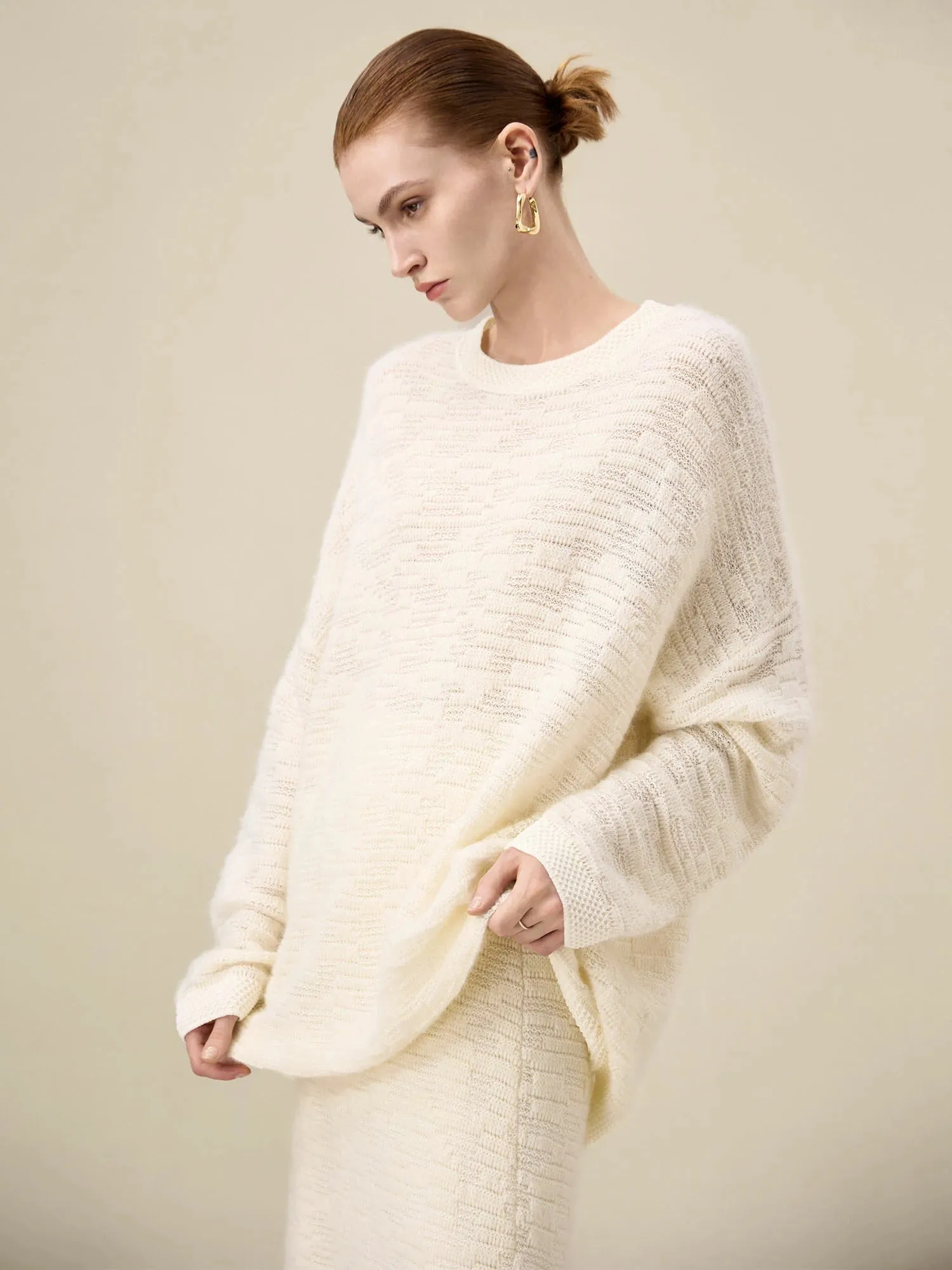 Amoretu Women's Wool Drop Shoulder Jacquard Knit Sweater sold by Amoretu product image thumbnail 4