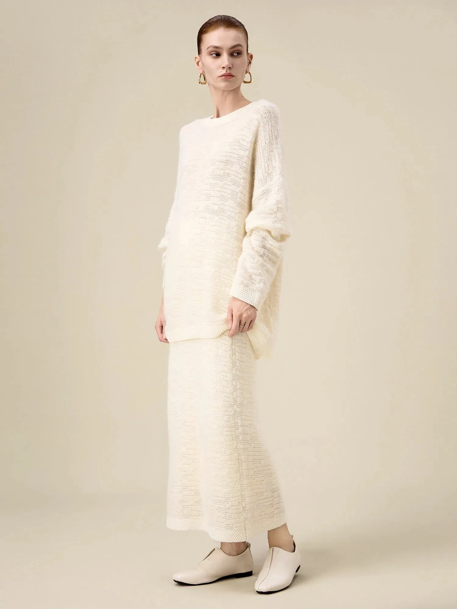 Amoretu Women's Wool Drop Shoulder Jacquard Knit Sweater sold by Amoretu product image thumbnail 2