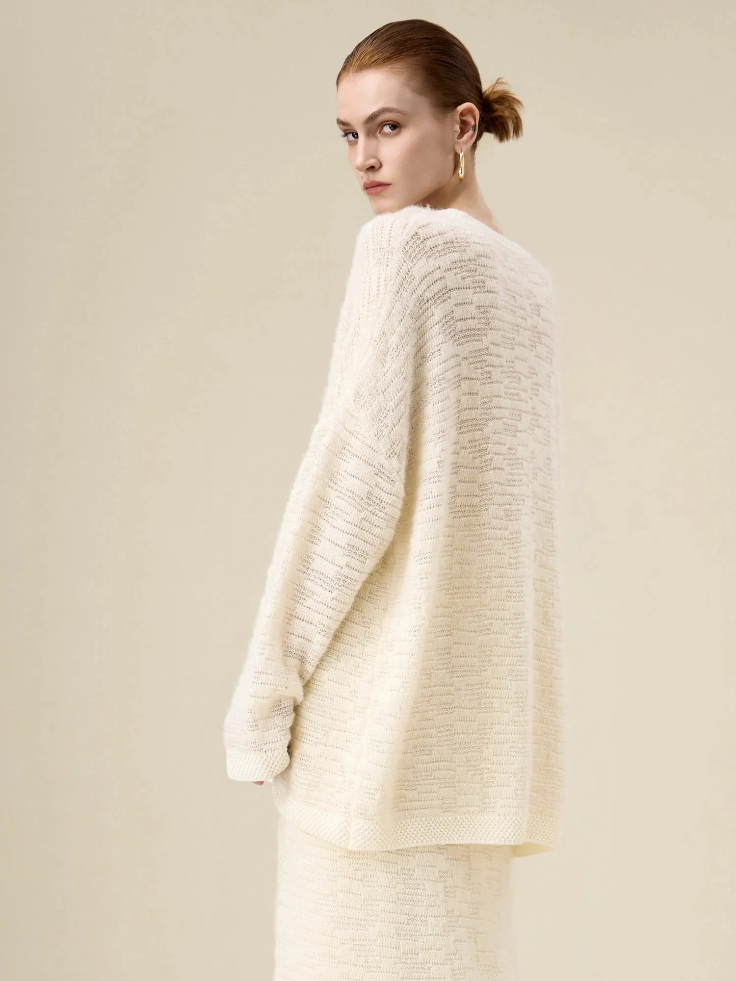 Amoretu Women's Wool Drop Shoulder Jacquard Knit Sweater sold by Amoretu product image thumbnail 3