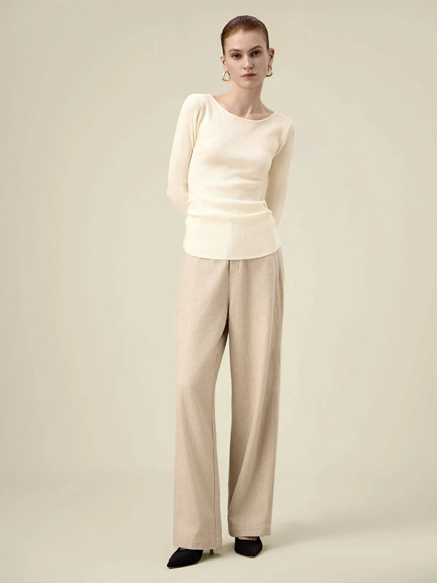 Amoretu Women's Wool Boat Neck Lightweight Knit Sweater sold by Amoretu product image thumbnail 2