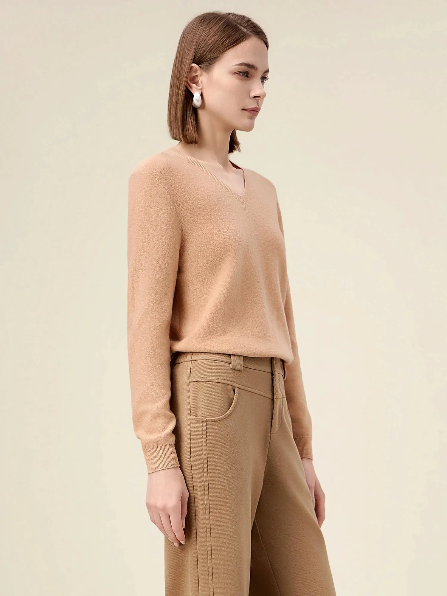 Amoretu Women's 100% Wool Simple Knitted Sweater sold by Amoretu product image thumbnail 3