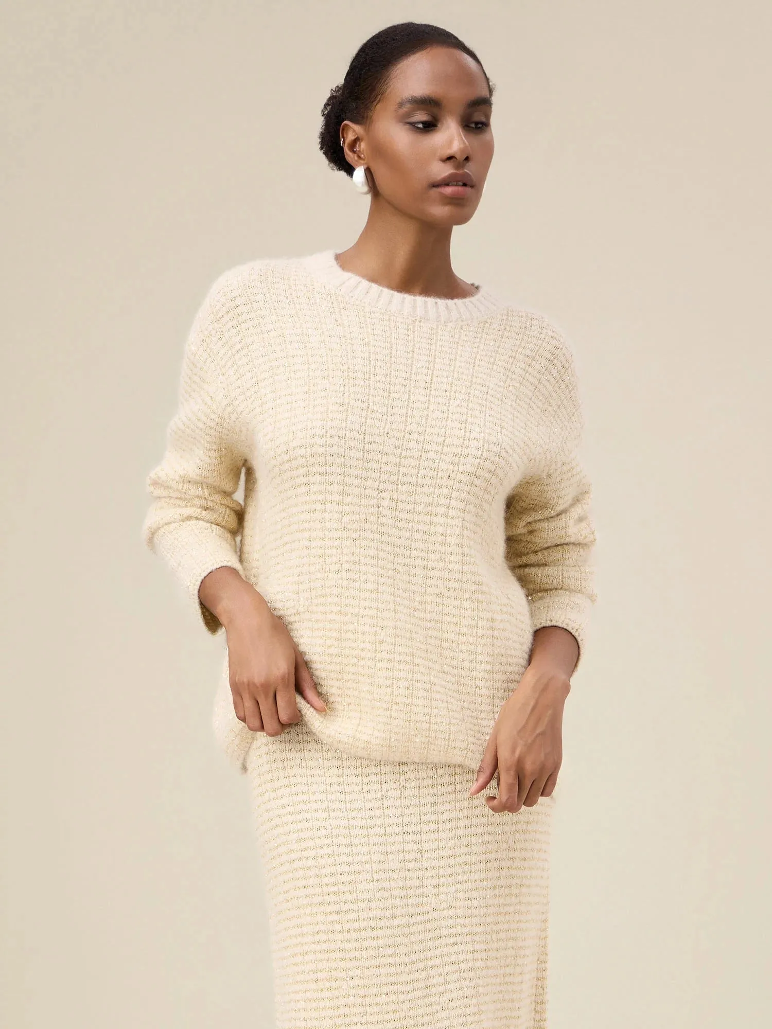 Amoretu Women's Wool Sequin Jacquard Knitted Sweater sold by Amoretu