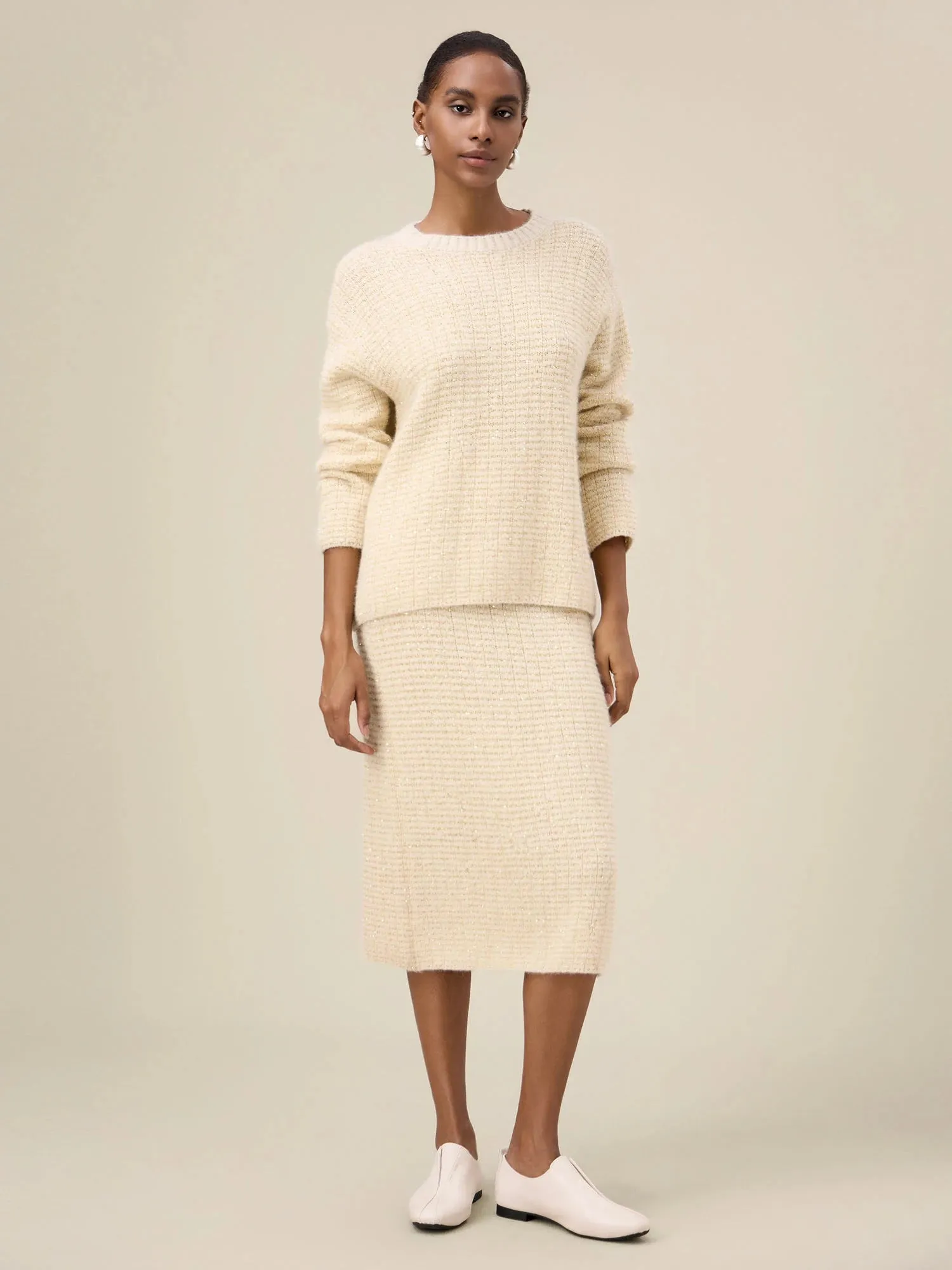 Amoretu Women's Wool Sequin Jacquard Knitted Sweater sold by Amoretu product image thumbnail 2