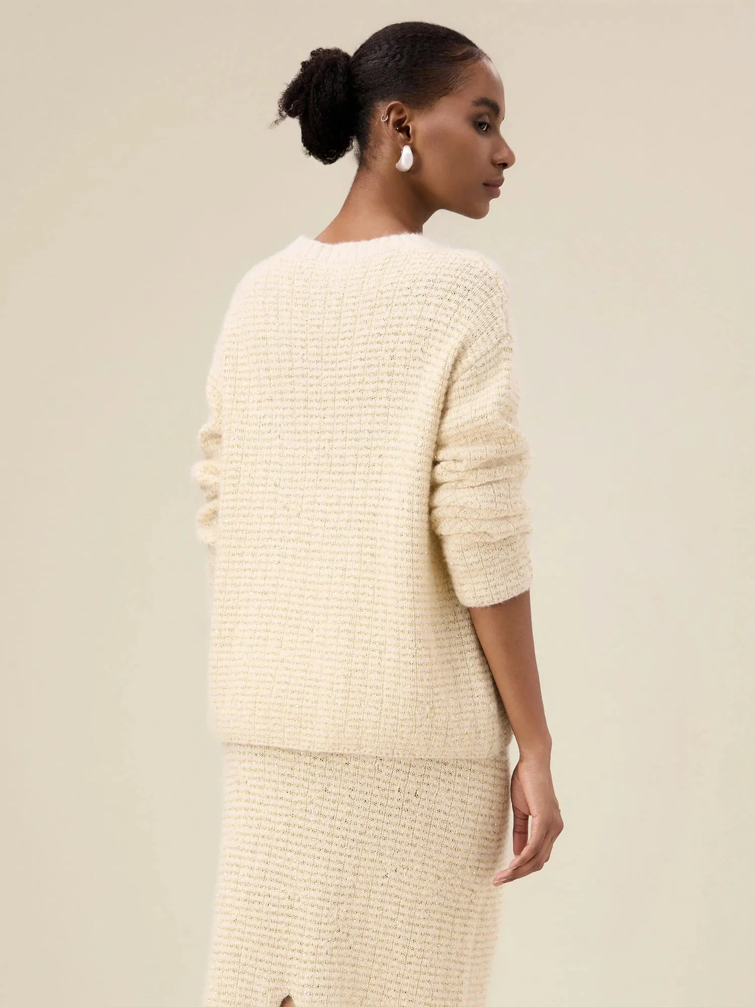 Amoretu Women's Wool Sequin Jacquard Knitted Sweater sold by Amoretu product image thumbnail 4