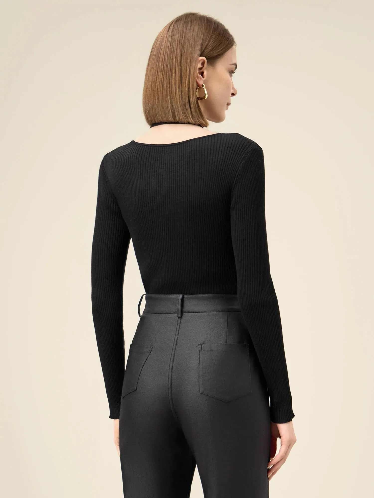 Amoretu Women's 100% Wool Halter Neck Cable Knit Sweater sold by Amoretu product image thumbnail 4