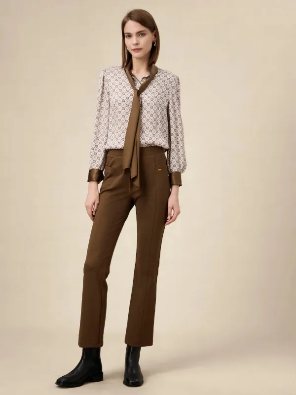 Amoretu Acetate Printed Shirt Stretch Slim Pant 2 Piece Set sold by Amoretu