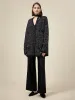 Amoretu Wool Gold Silver Yarn Cardigan Wide-Leg Pants 2 Piece Set sold by Amoretu