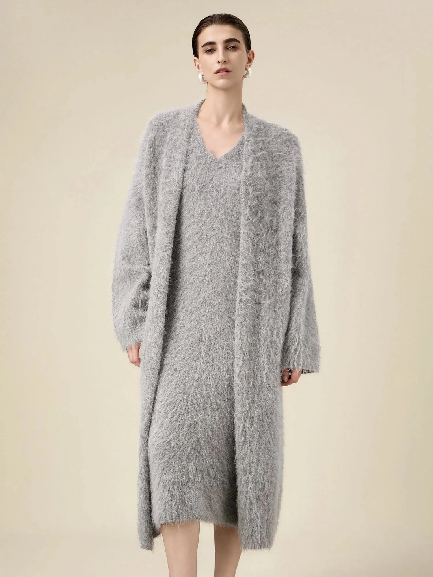 Amoretu Alpaca Knit Vest Dress Plush Cardigan 2PCS Sets sold by Amoretu product image thumbnail 2