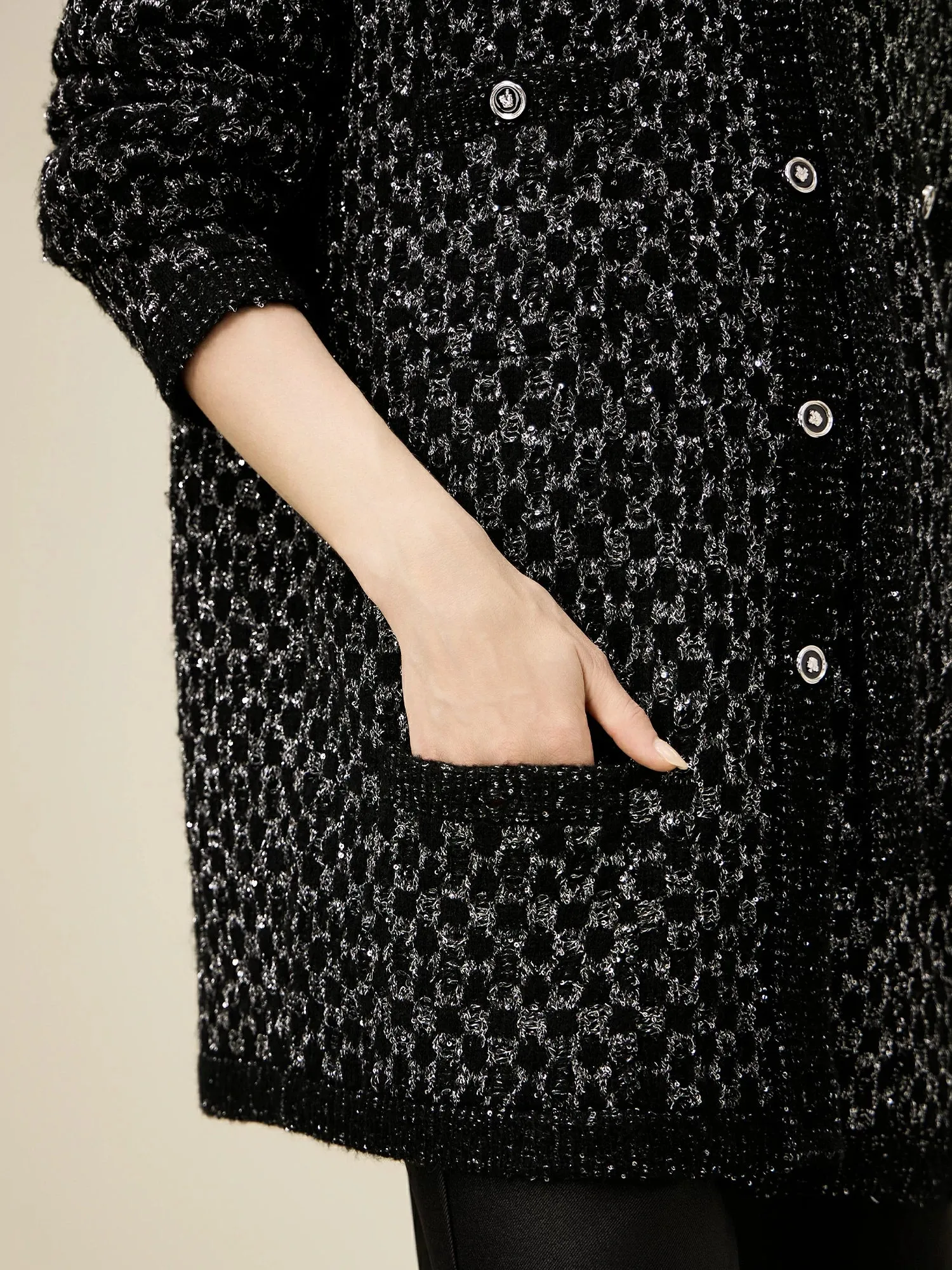 Amoretu Wool Gold Silver Yarn Cardigan Wide-Leg Pants 2PCS Sets sold by Amoretu product image thumbnail 5