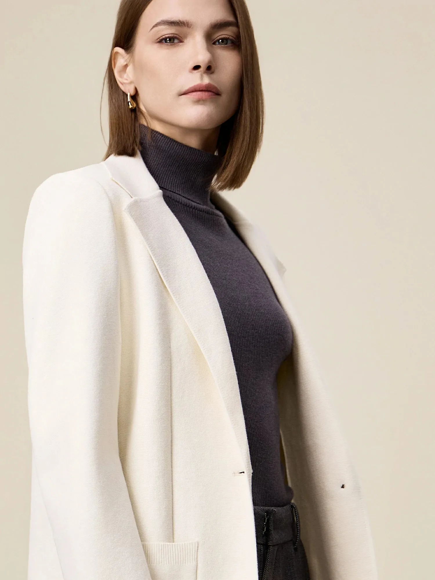 Amoretu Cotton & Wool Knit Blazer Straight Pants 2PCS Sets sold by Amoretu product image thumbnail 4