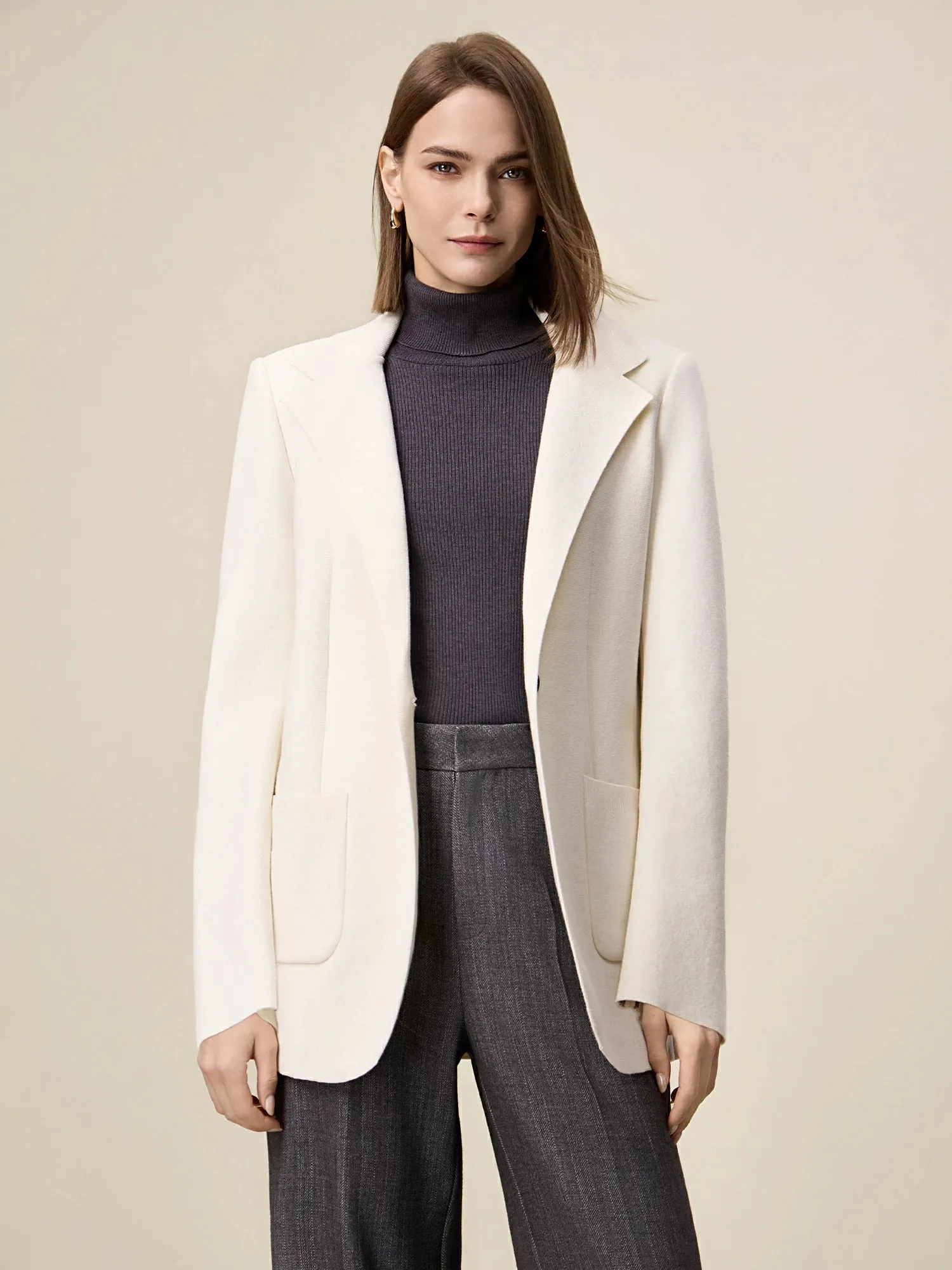 Amoretu Cotton & Wool Knit Blazer Straight Pants 2PCS Sets sold by Amoretu product image thumbnail 2