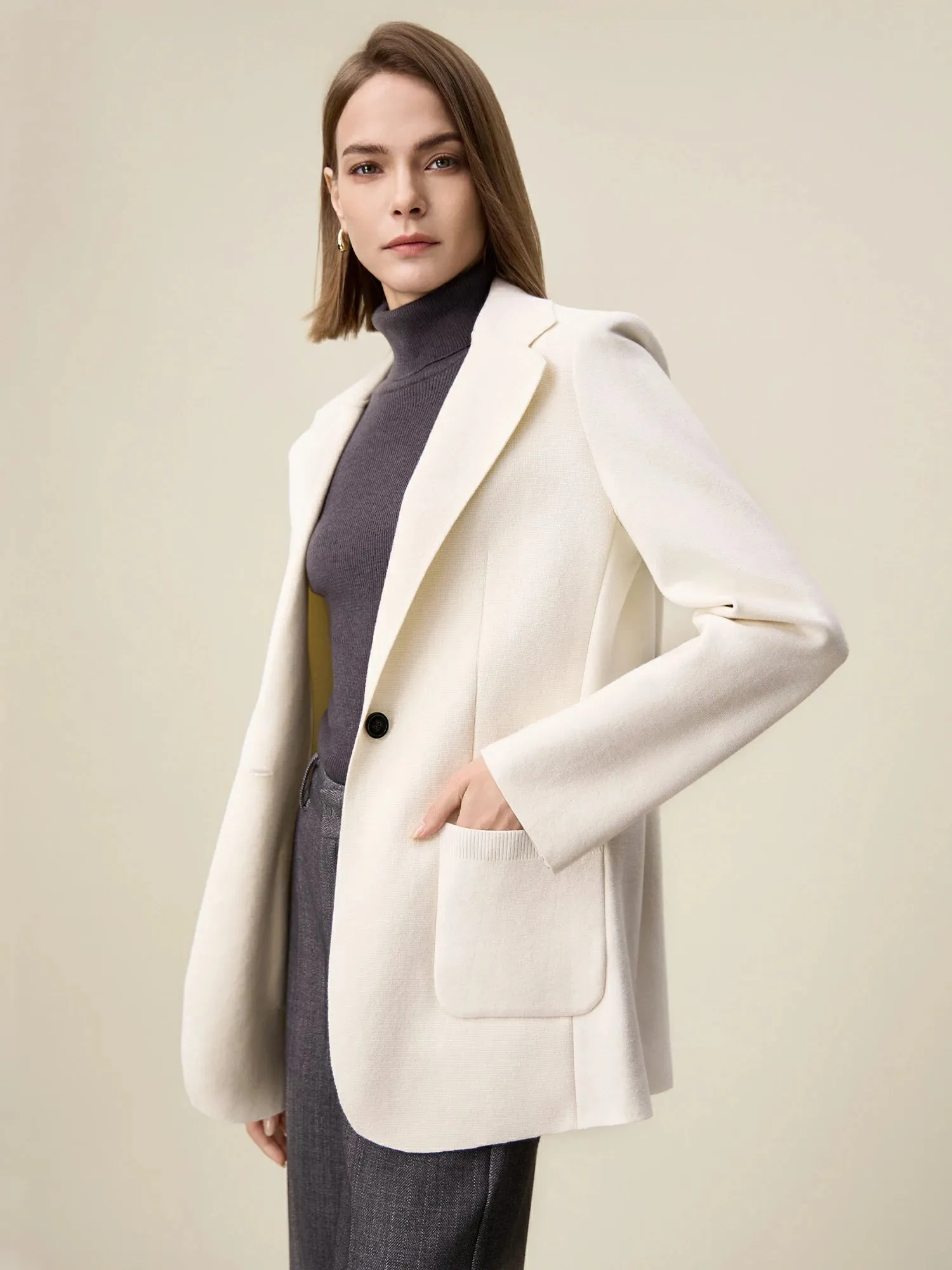 Amoretu Cotton & Wool Knit Blazer Straight Pants 2PCS Sets sold by Amoretu product image thumbnail 3