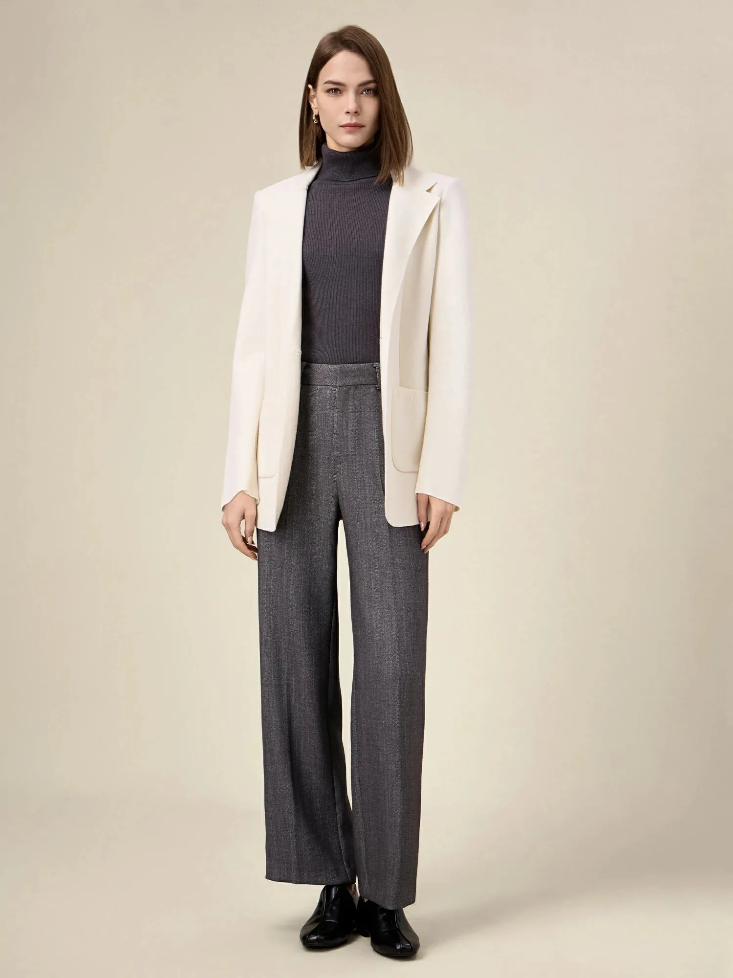 Amoretu Cotton & Wool Knit Blazer Straight Pants 2PCS Sets sold by Amoretu