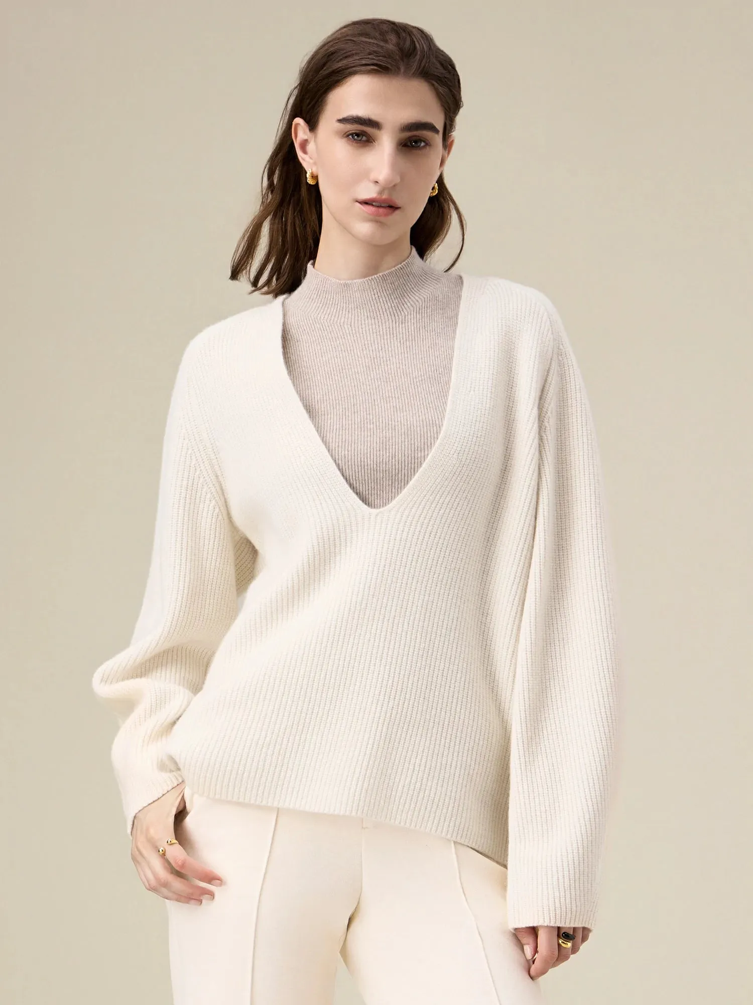 Amoretu 100% Wool Sweater Lyocell Straight Pants 2 Piece Set sold by Amoretu product image thumbnail 2