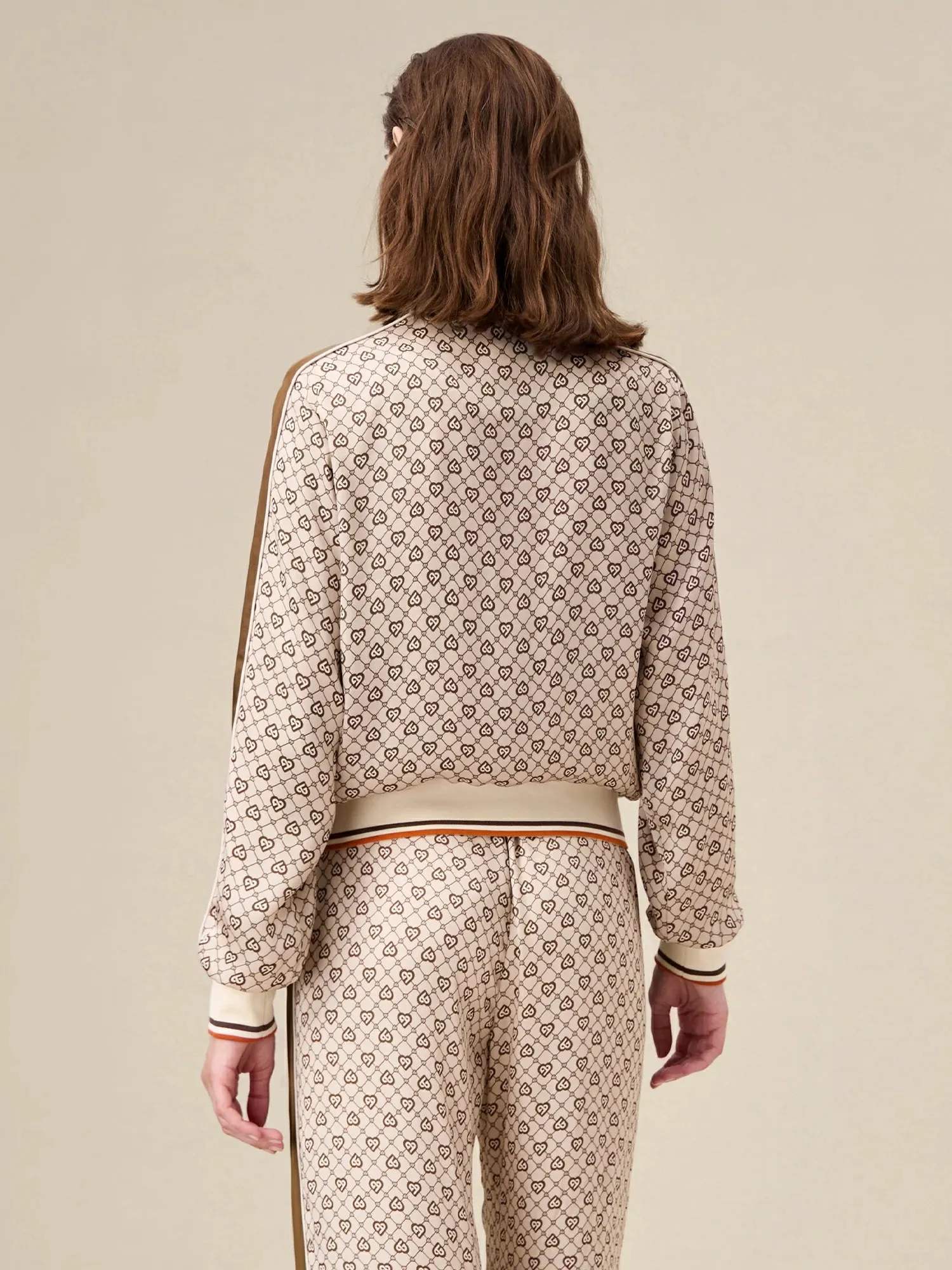 Amoretu Acetate Satin Monogram Patterned Jacket And Pant 2 Piece Set sold by Amoretu product image thumbnail 3
