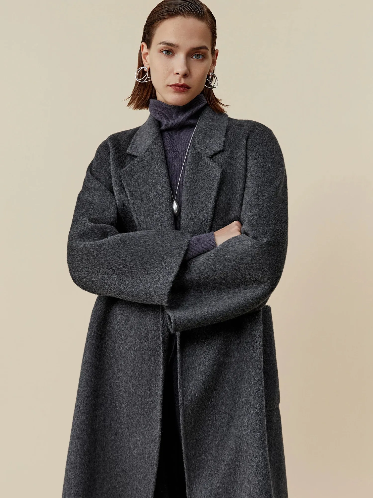 Amoretu 70.9% Wool Notched Lapel Long Sleeve Classic Coat sold by Amoretu product image thumbnail 5