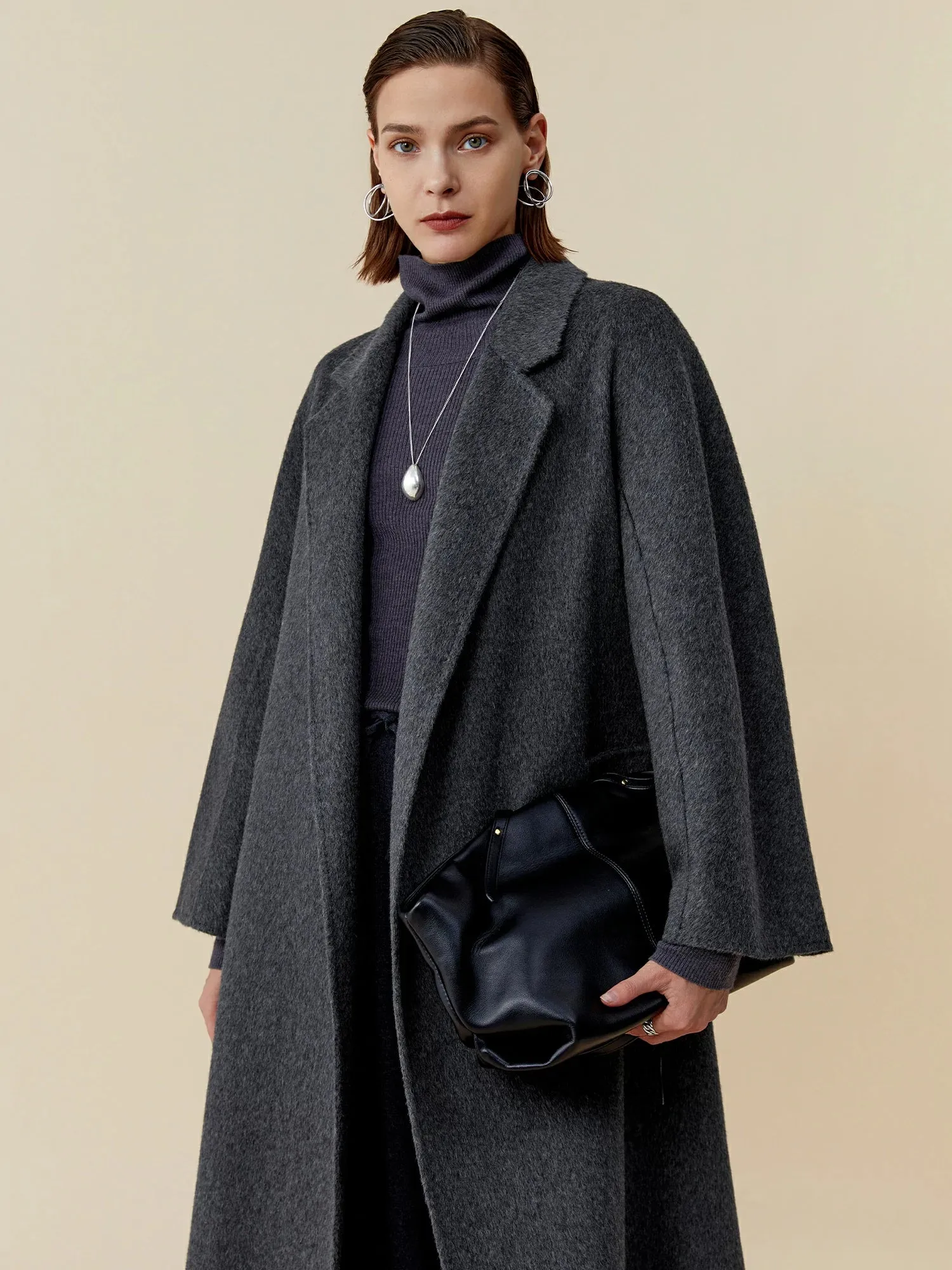 Amoretu 70.9% Wool Notched Lapel Long Sleeve Classic Coat sold by Amoretu product image thumbnail 2
