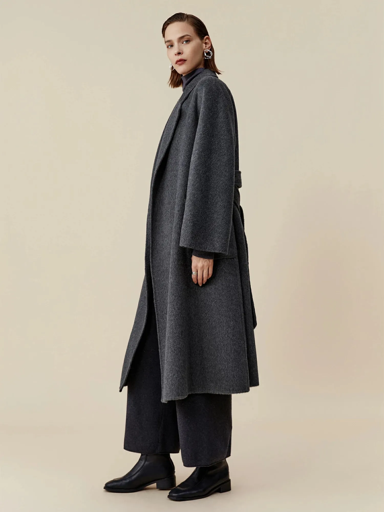 Amoretu 70.9% Wool Notched Lapel Long Sleeve Classic Coat sold by Amoretu product image thumbnail 3