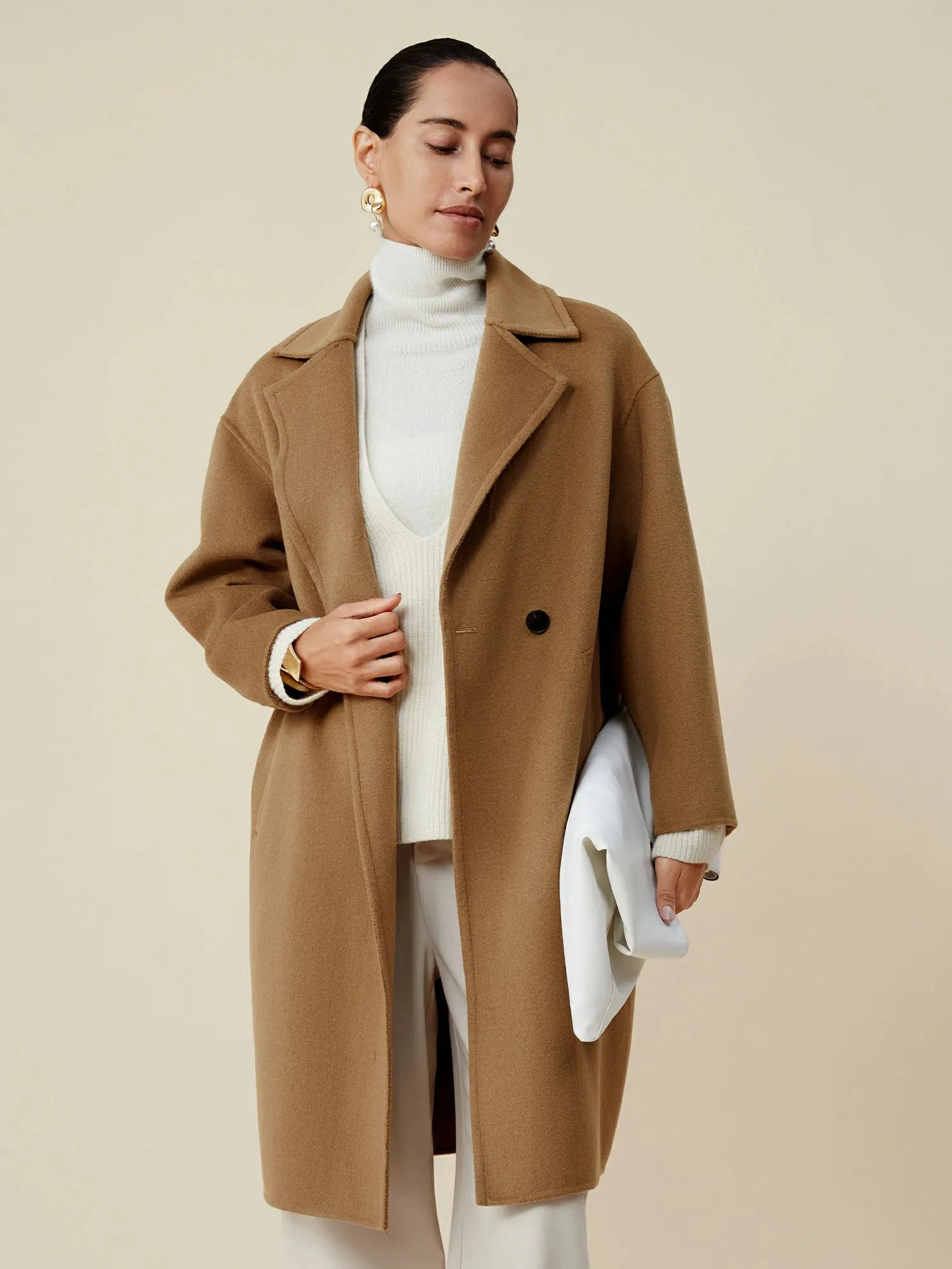 (FINAL SALE)66.5% Wool Notched Lapel Long Sleeve Coat sold by Amoretu product image thumbnail 2
