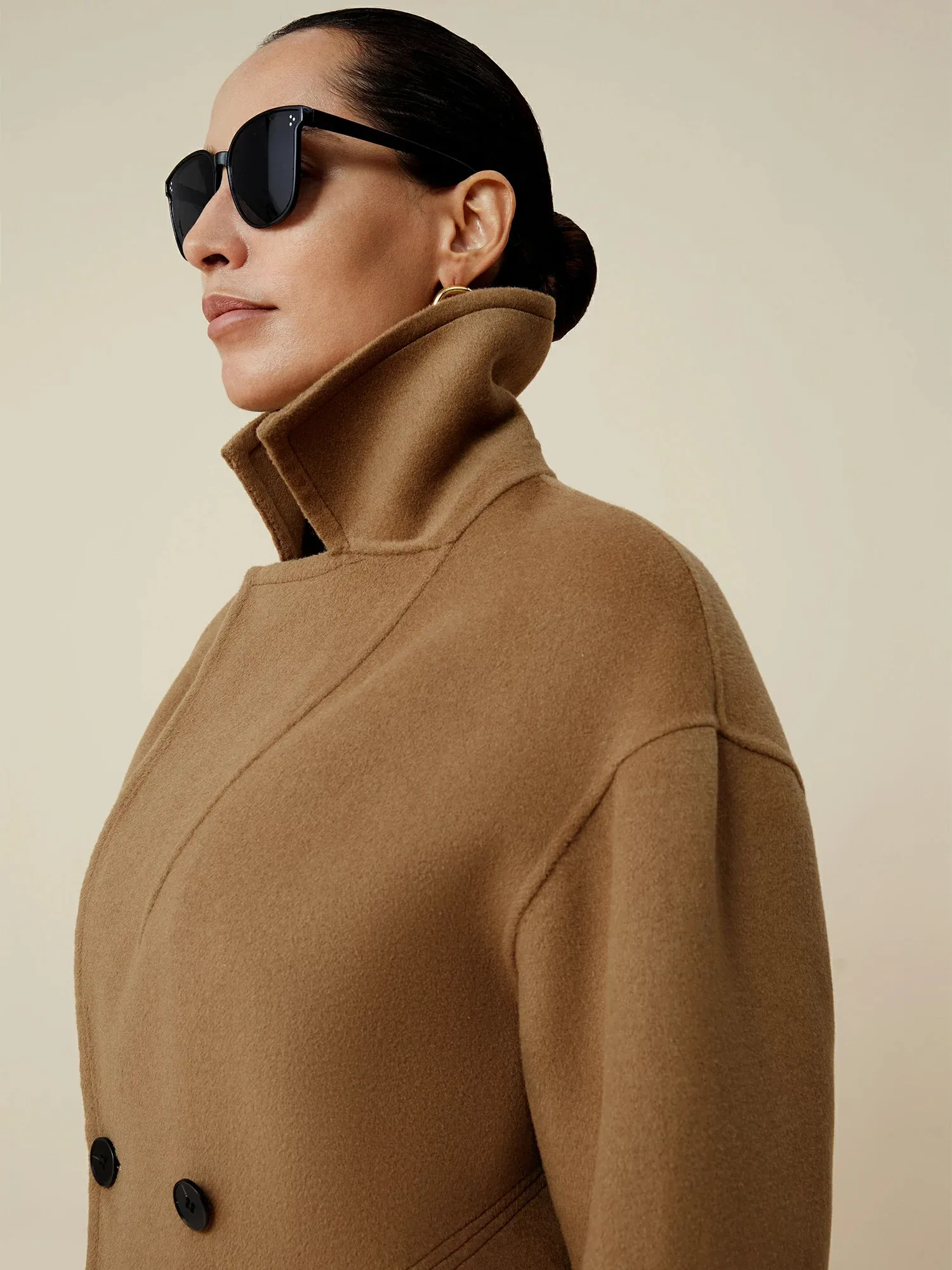 (FINAL SALE)66.5% Wool Notched Lapel Long Sleeve Coat sold by Amoretu product image thumbnail 5