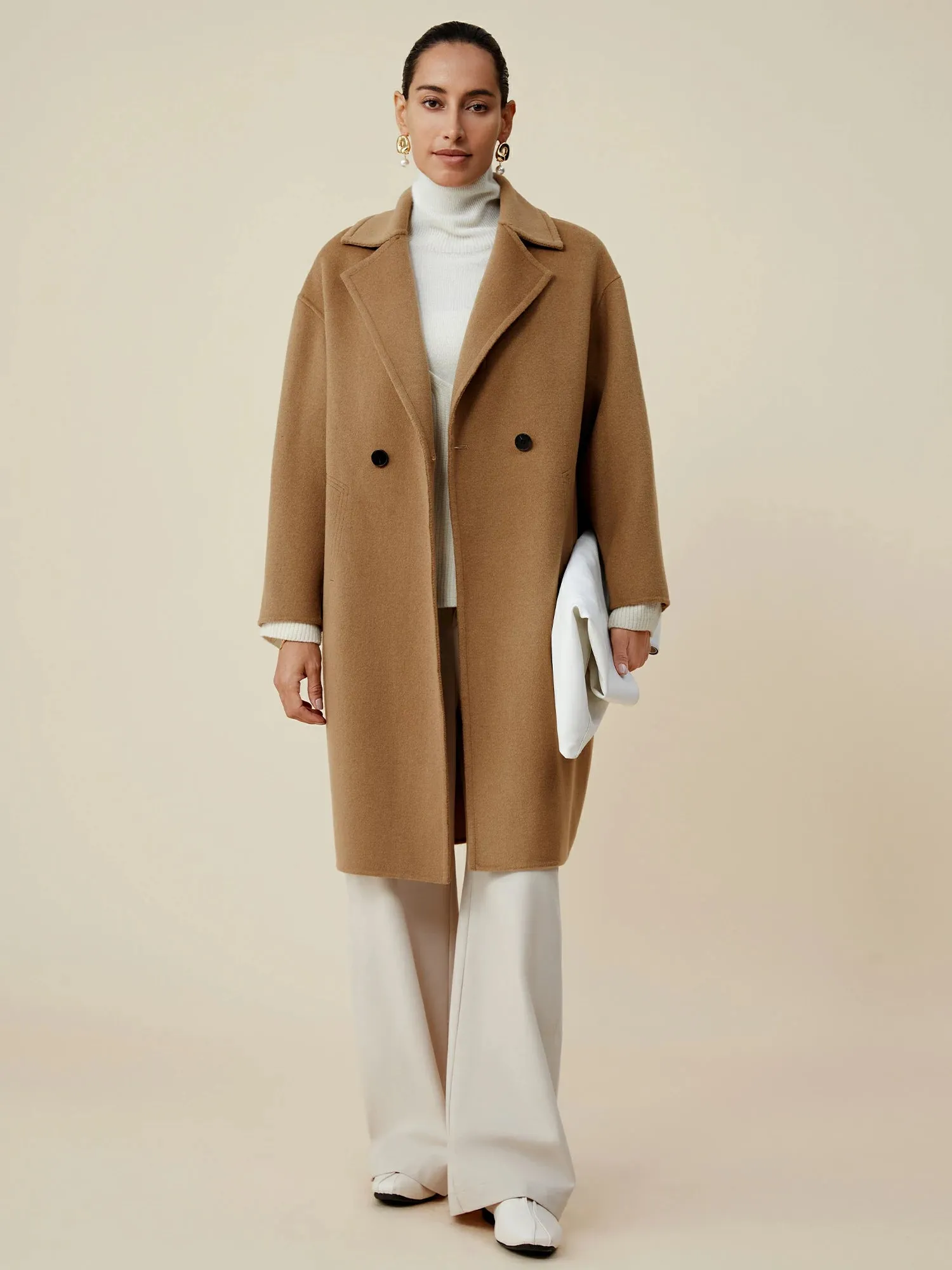 (FINAL SALE)66.5% Wool Notched Lapel Long Sleeve Coat sold by Amoretu product image thumbnail 4