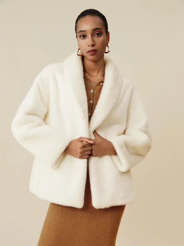 (FINAL SALE)Lapel Long-Sleeved Eco-Friendly Fur Short Coat sold by Amoretu